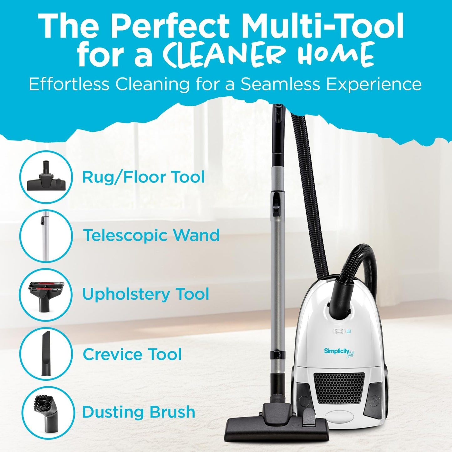 Lightweight Bagged Canister Vacuum Cleaner | HEPA Filter, Adjustable Suction, Fl4