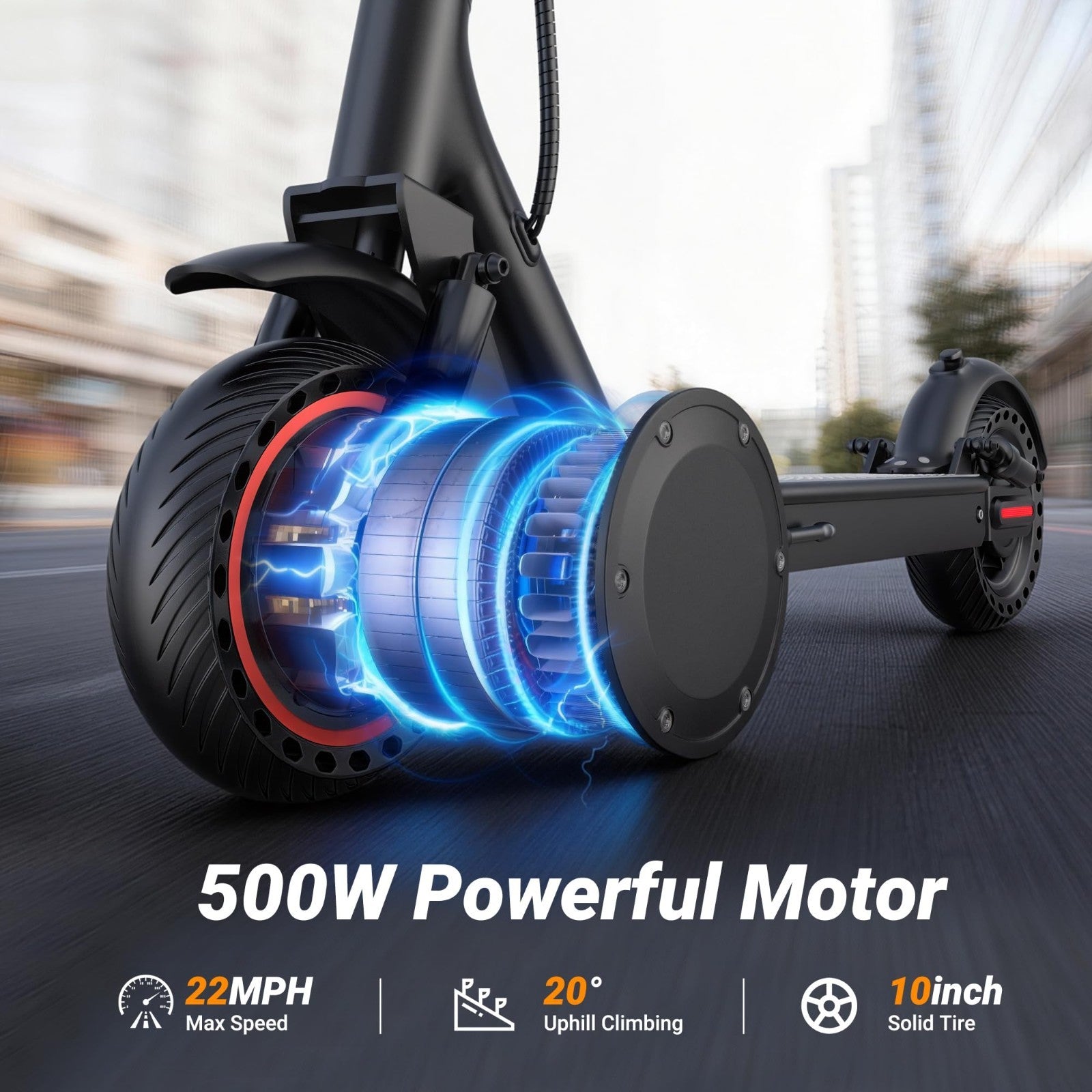 Powerful Electric Scooter 350W-500W, 9-22 MPH, 10-41 Mile Range, Dual Suspension2