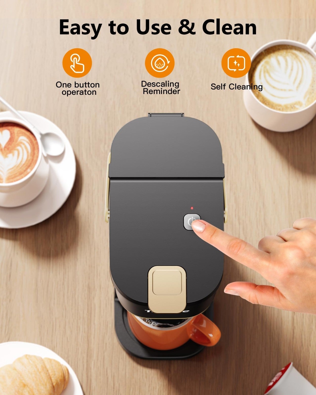 Compact Single Serve Coffee Maker for K Cups & Grounds, Portable Mini Brewer, 6-5
