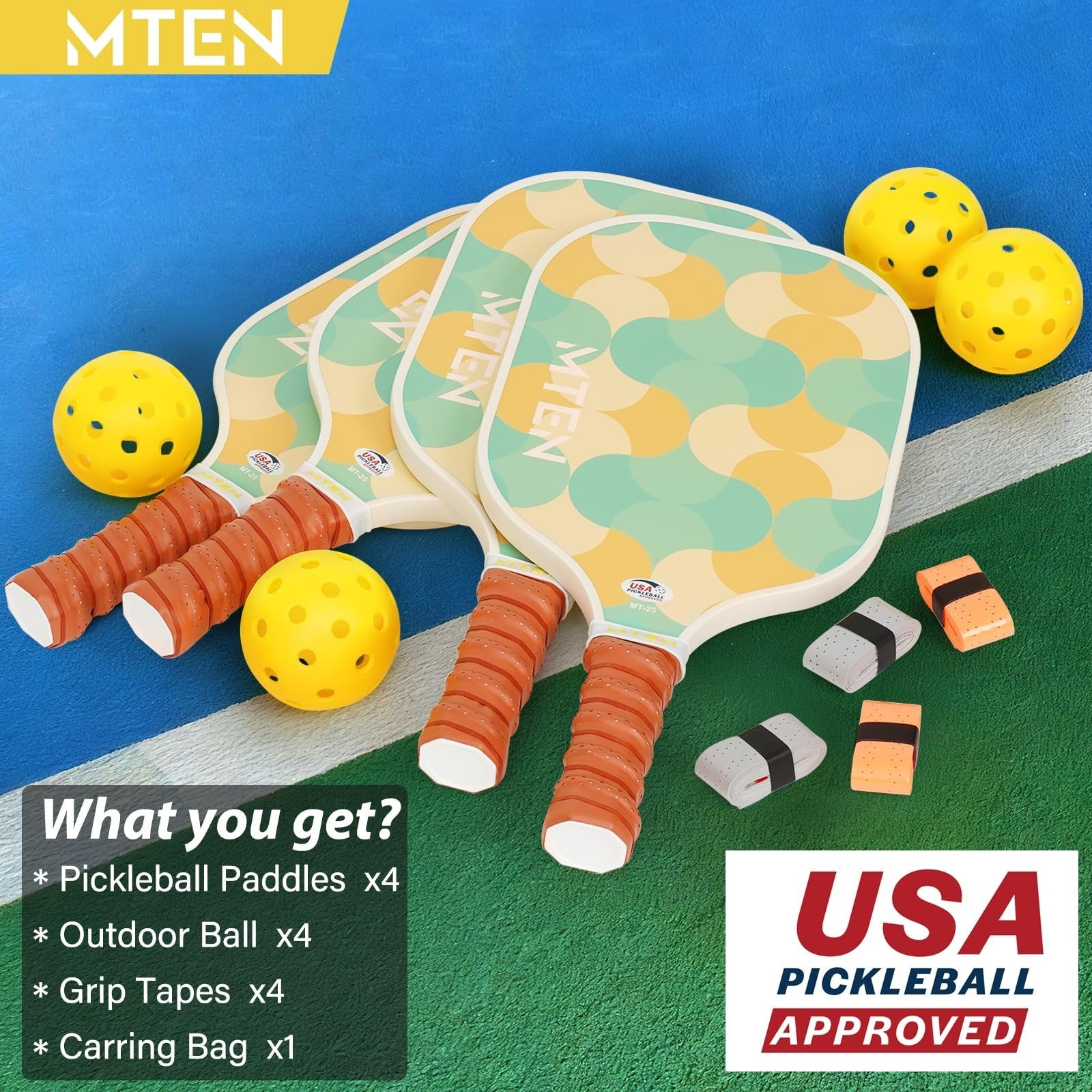 Pickleball Paddles Set of 2/4/1 - USAPA Approved Fiberglass Rackets, Lightweight5