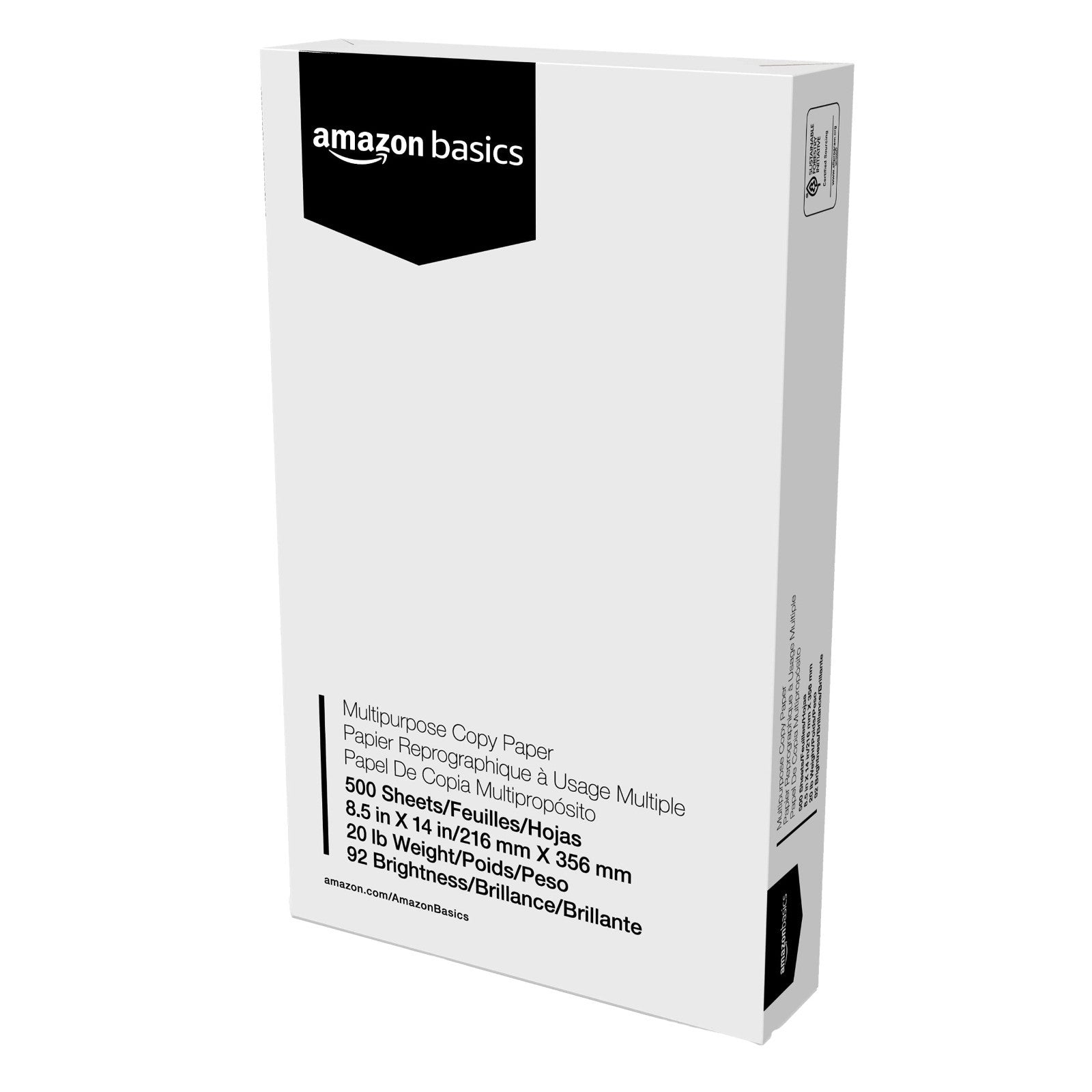 Multipurpose Copy Printer Paper, 20 lb, 8.5x14", 5000 Sheets, 92 Bright White, 13