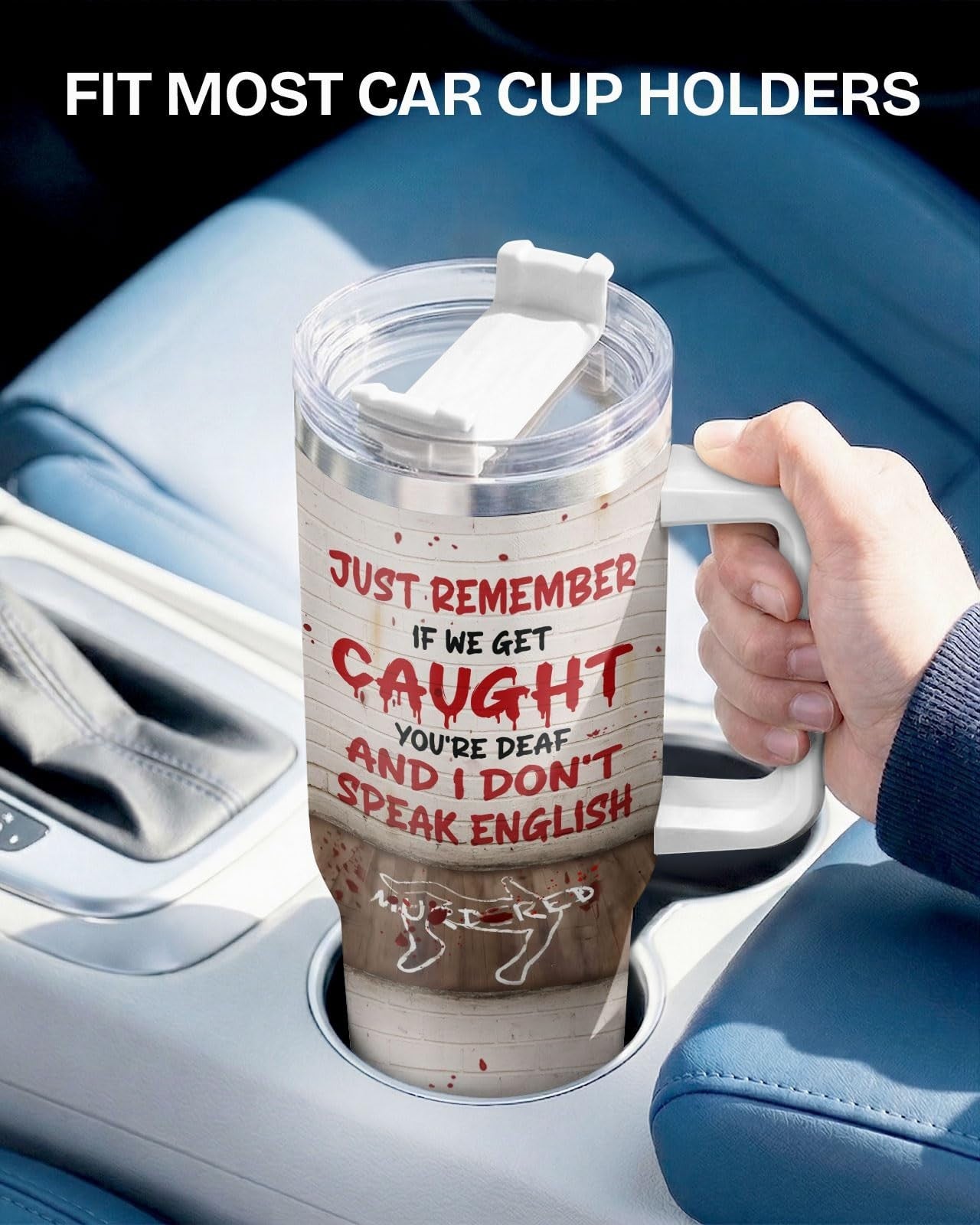 Funny 40oz Horror Tumbler with Handle   Spooky Best Friend Coffee Mug Gift5