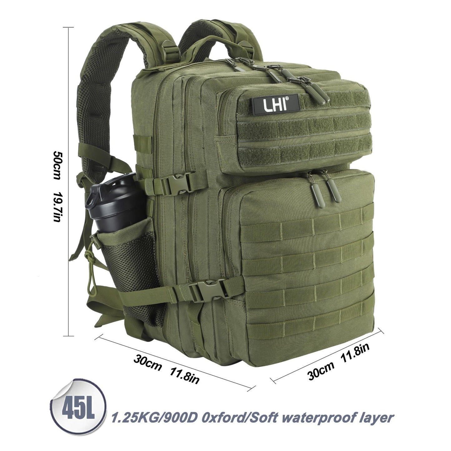 Tactical Military Backpack 45L   3 Day Assault Rucksack with Molle System, Army5