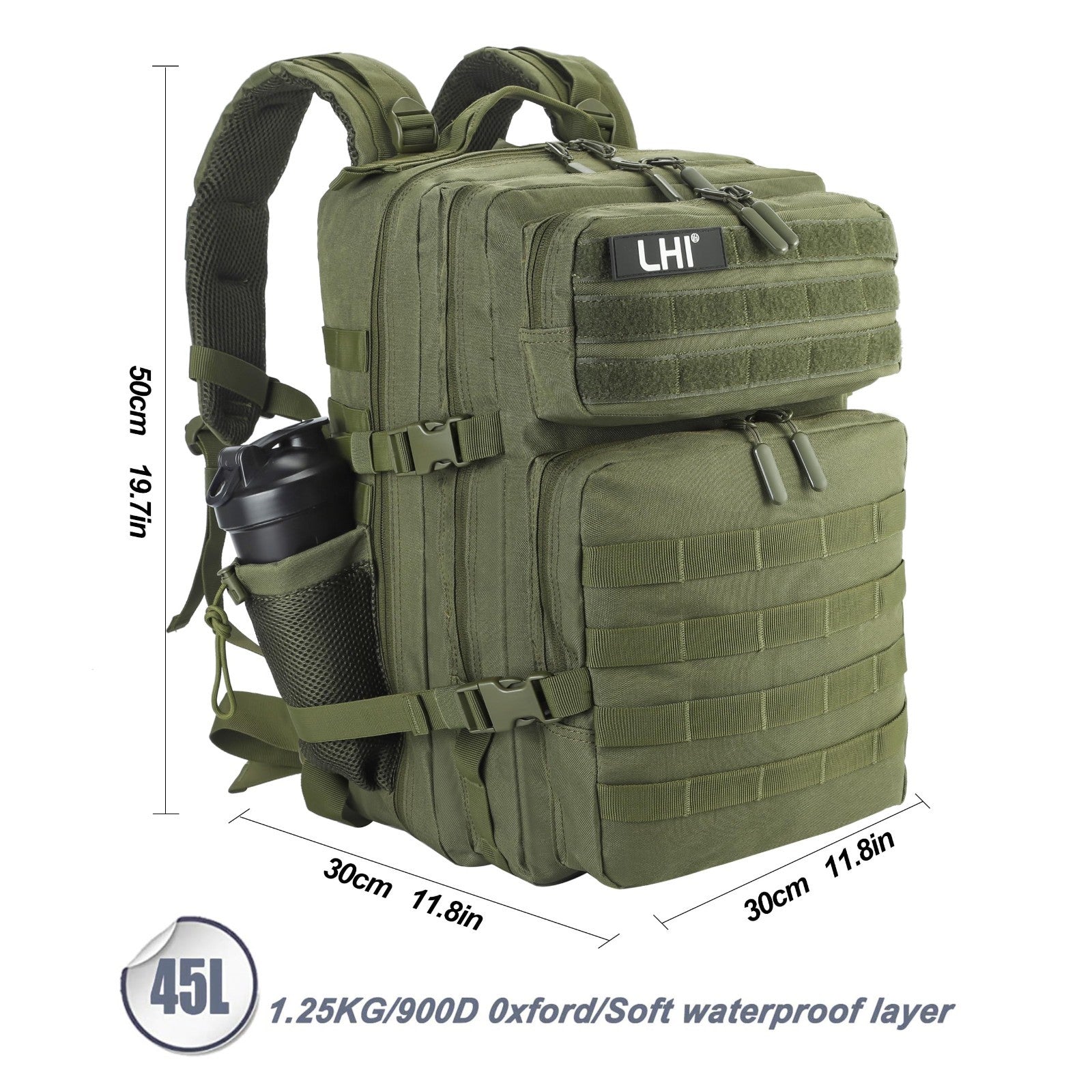 Tactical Military Backpack 45L   3 Day Assault Rucksack with Molle System, Army5