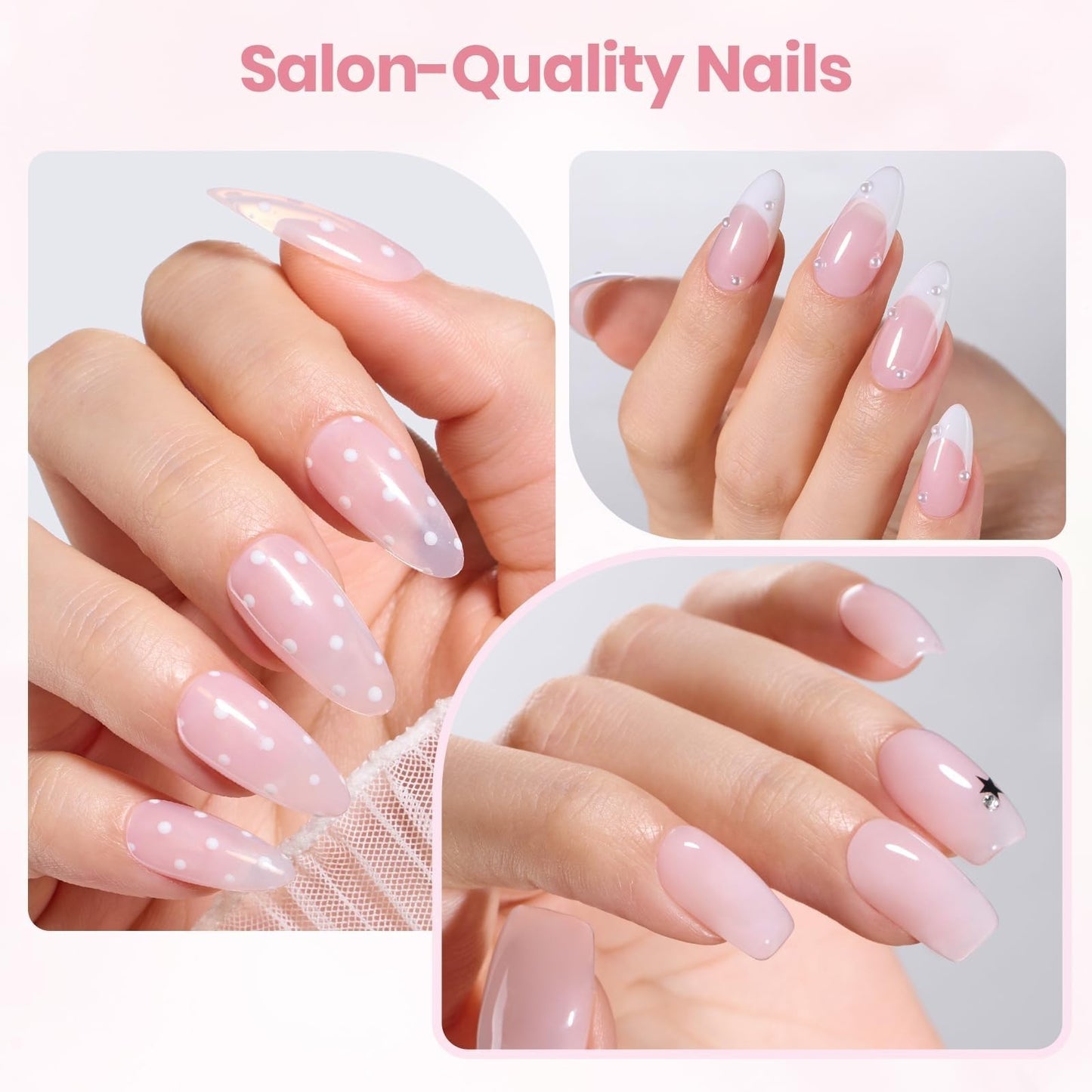 HEMA-Free Hard Gel Kit - 3 Colors, Base & Top Coat, Nail Forms, UV Nail Builder4