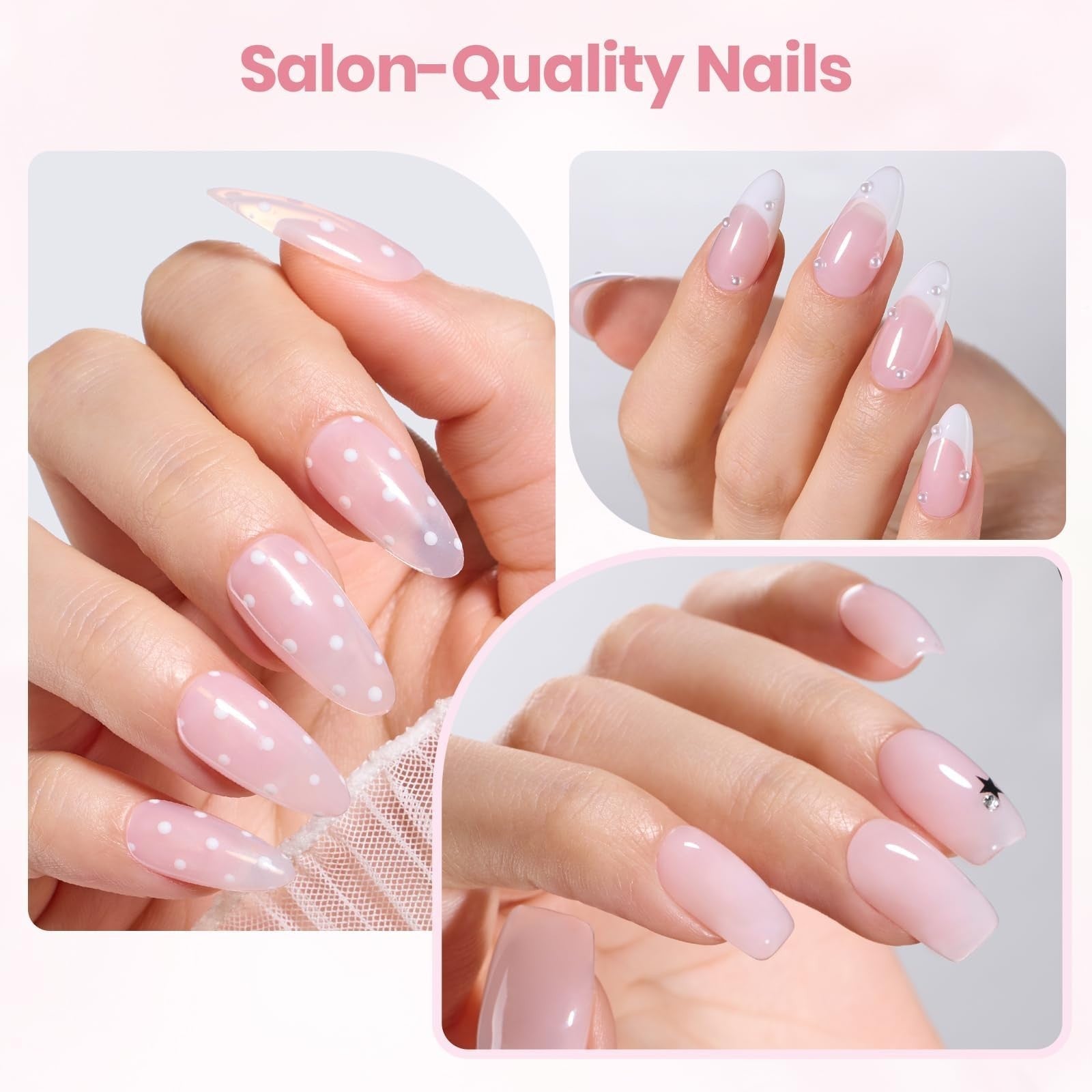 HEMA-Free Hard Gel Kit - 3 Colors, Base & Top Coat, Nail Forms, UV Nail Builder4