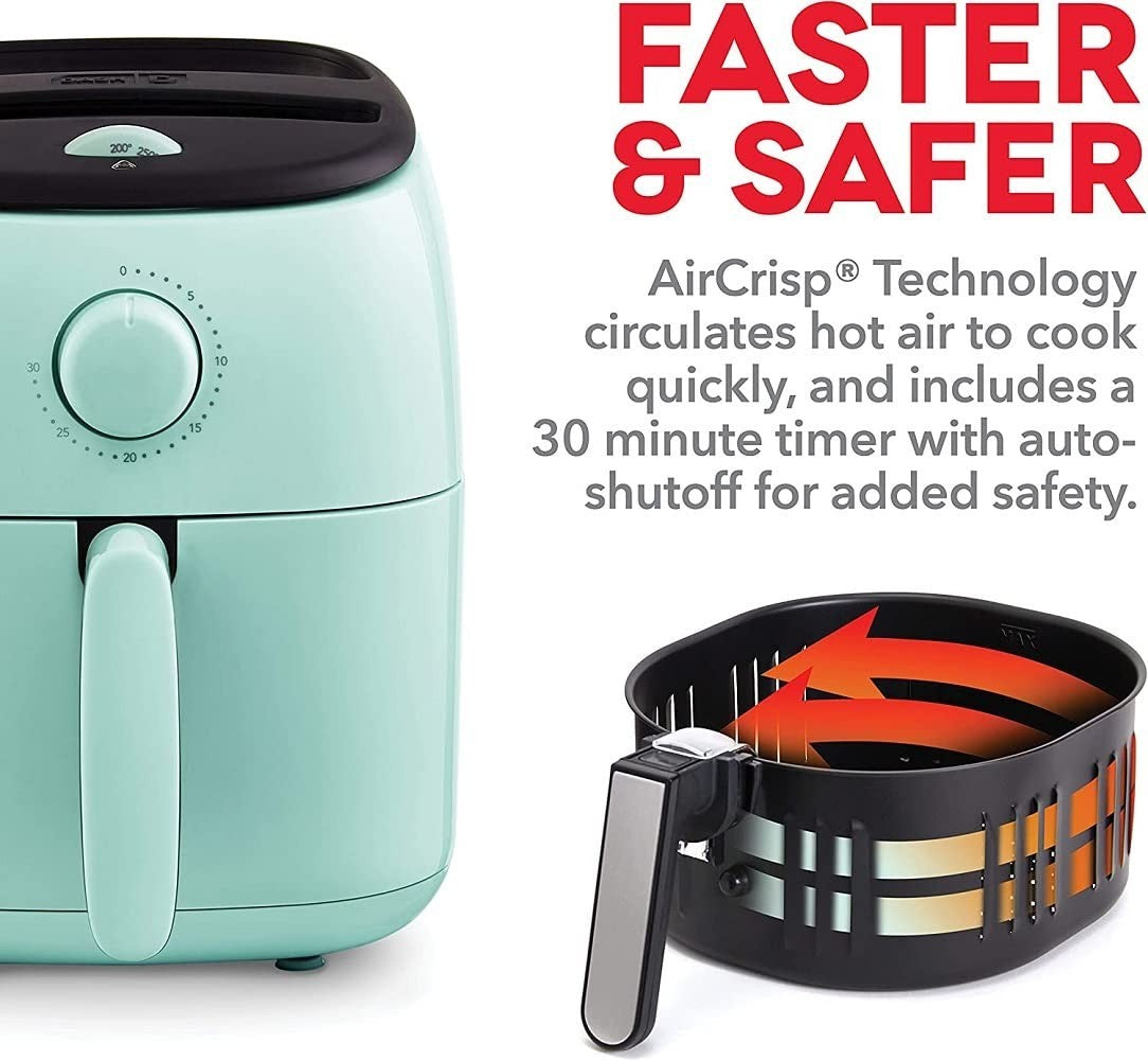 Compact Air Fryer with Adjustable Temperature Control - 2.6 Quarts - Nonstick Ba7
