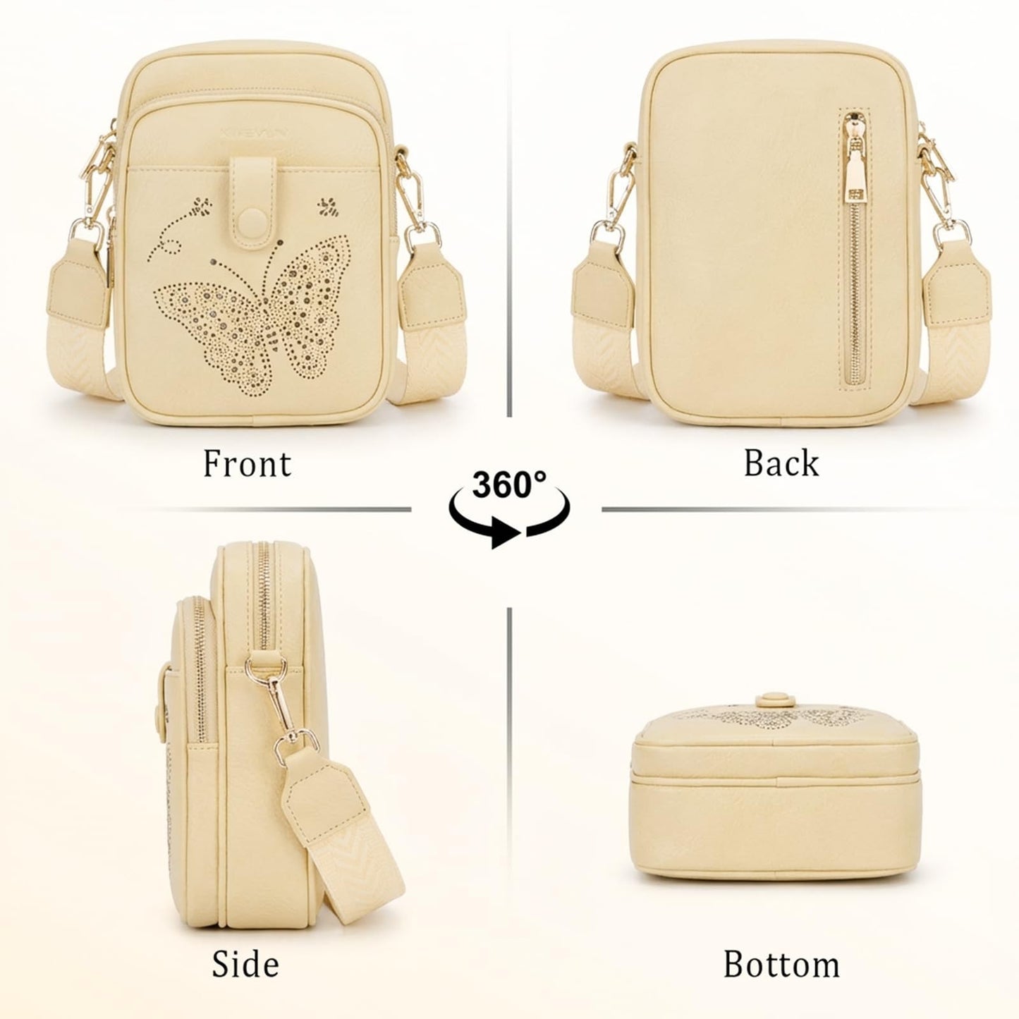 Leather Crossbody Bag for Women - Small Shoulder Purse with Adjustable Strap & R5