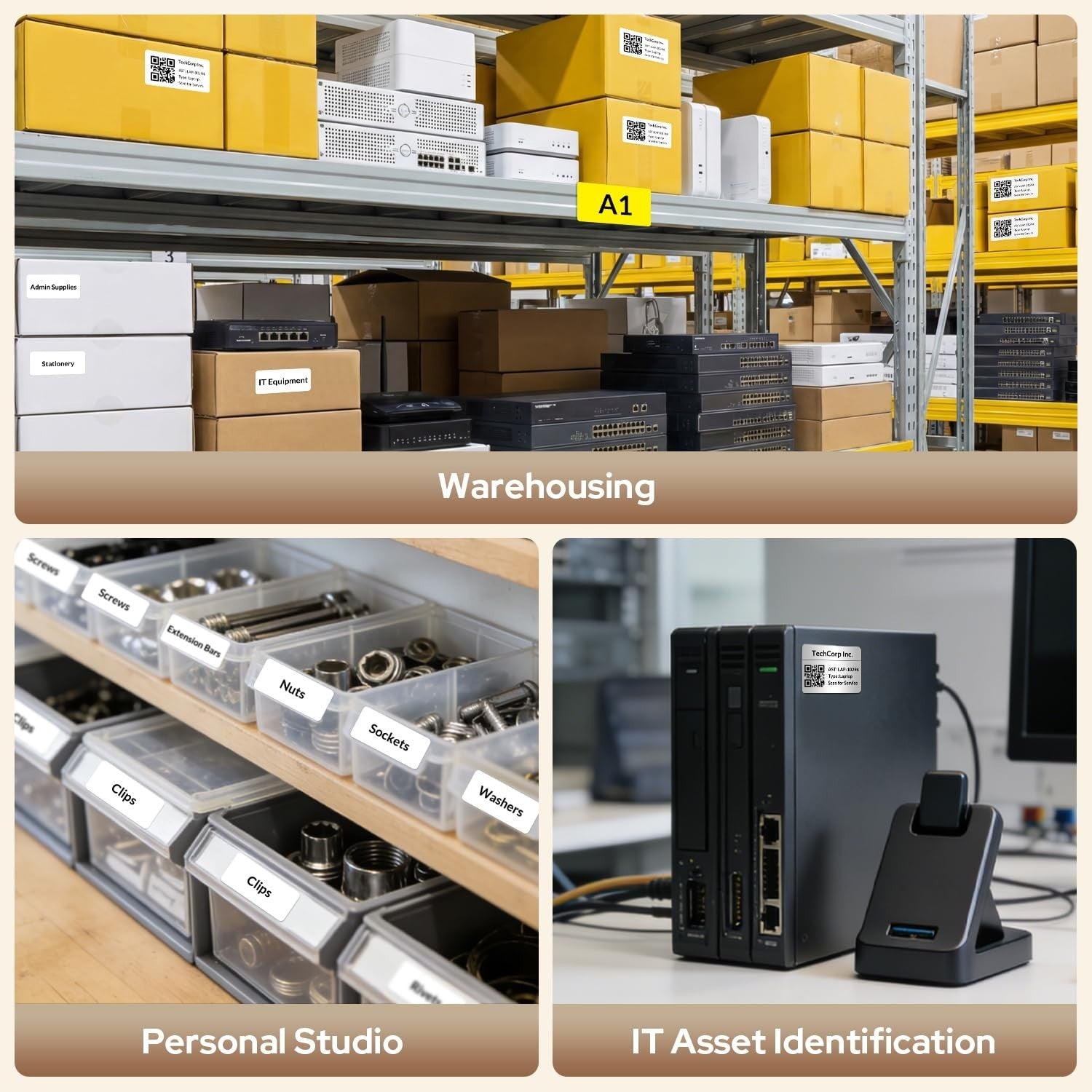 Metallic Silver Label Tape, Black Print, 1.50" x 2.36", 120 Indoor/Outdoor Label5