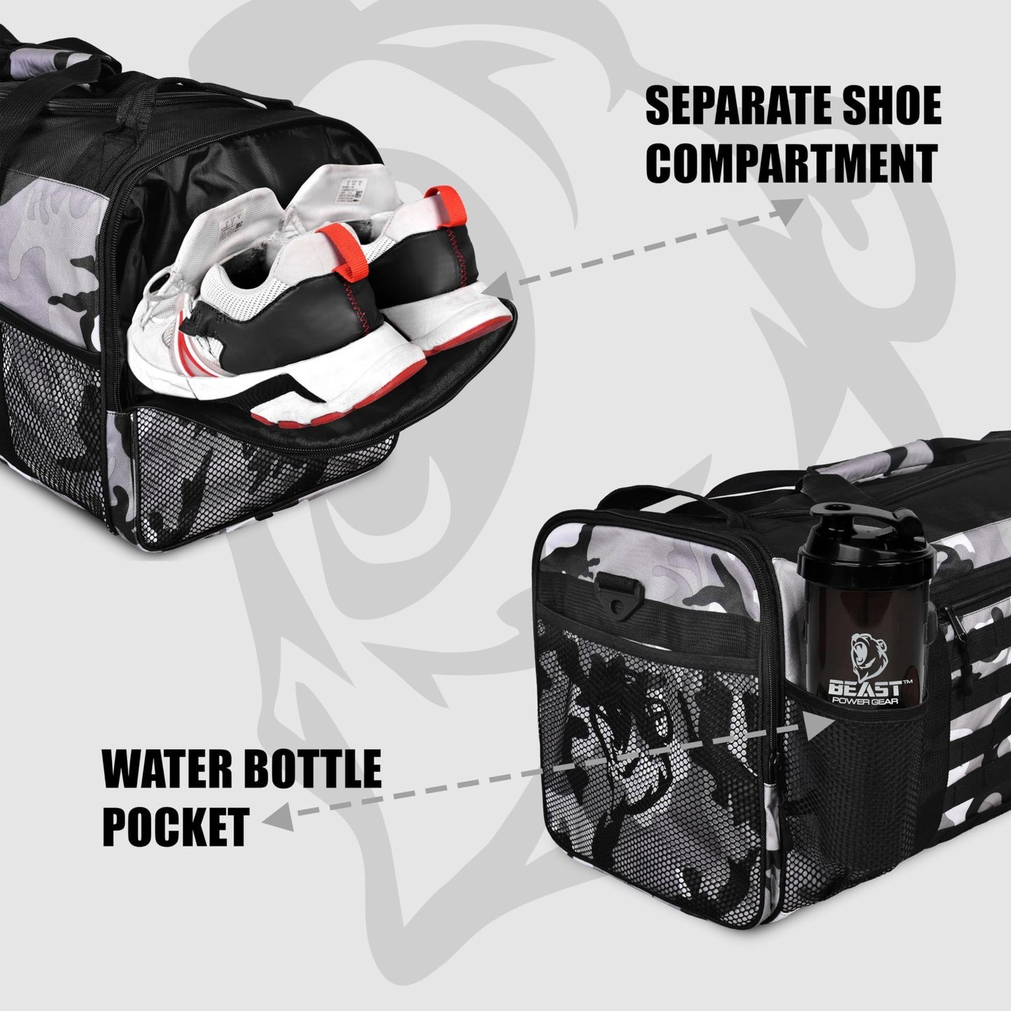 Versatile Gym Duffle Bag for Workout, Boxing, MMA - Shoes Compartment & Adjustab3