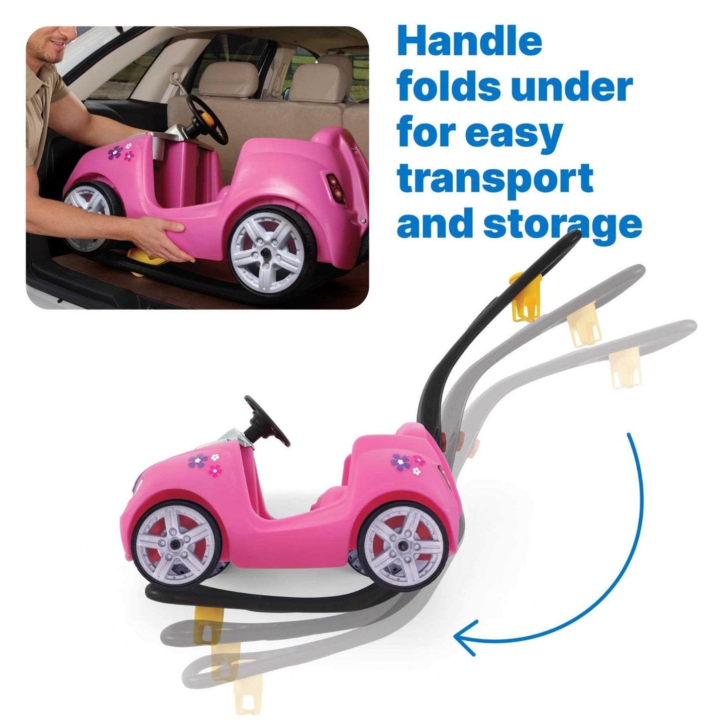 Kids Push Car Ride-On with Seat Belt & Horn, Toddler Stroller Substitute, Pink,6