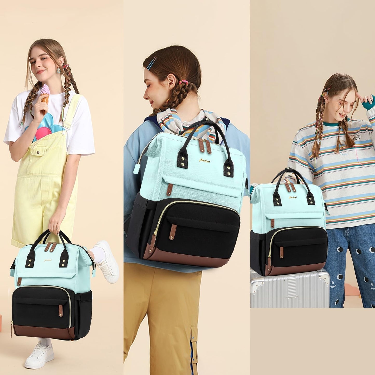 Stylish Laptop Backpack for Women   15.6" Large Capacity Travel Bag for Work, Sc7