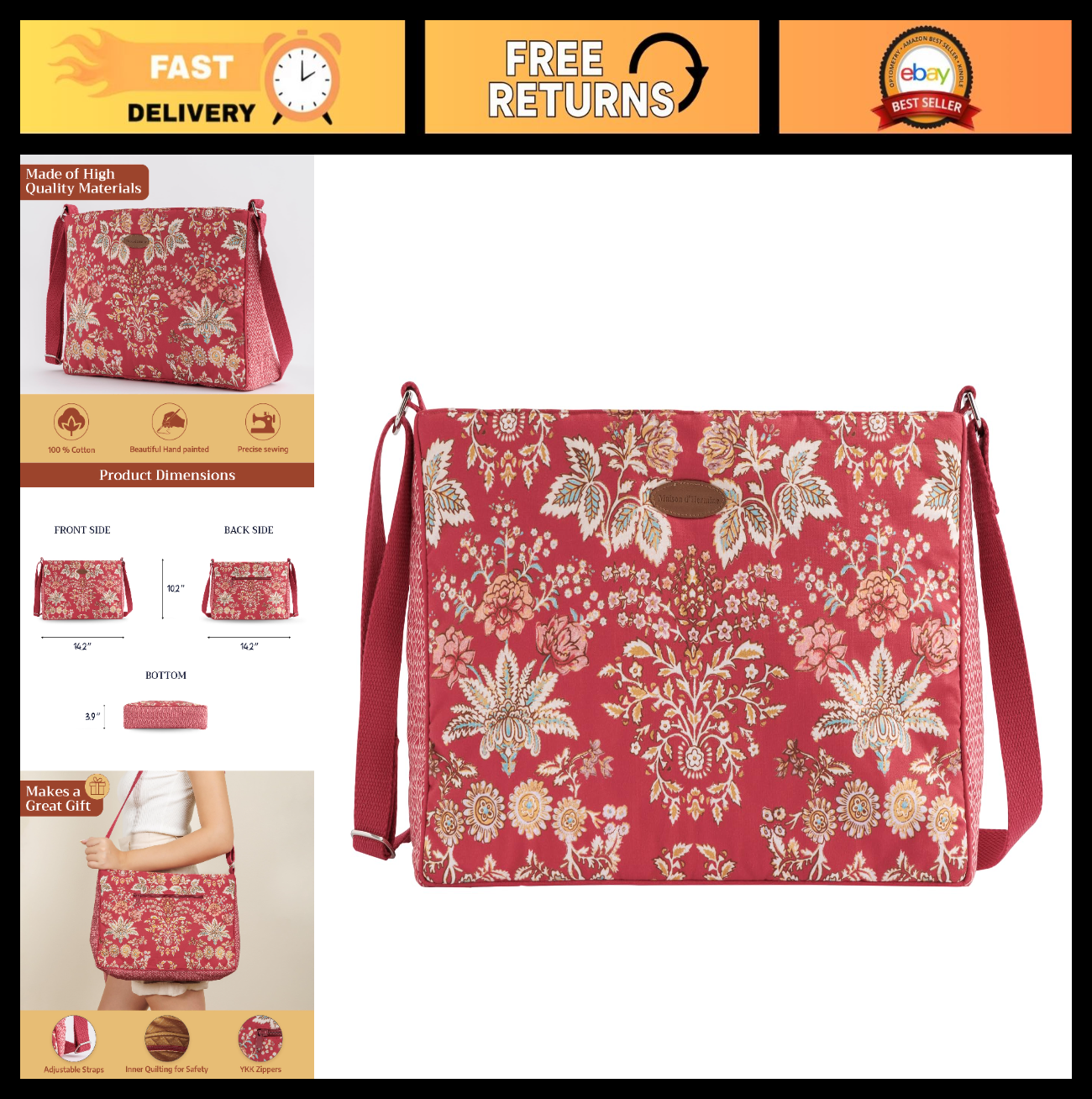 Stylish Cotton Shoulder Bag for Women - Versatile Handbag, Perfect for Everyday0