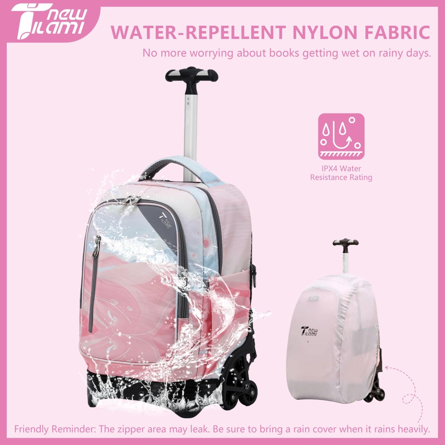 18" Rolling Backpack with Lunch Bag for Kids, School Travel, Girls & Boys8