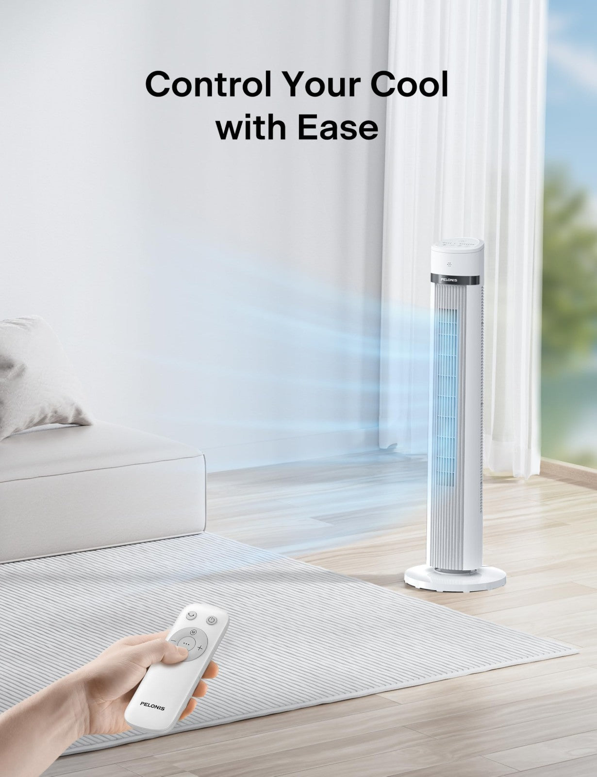 40" Oscillating Tower Fan with Remote   3 Speeds, 3 Modes, Quiet 27dB, Timer, LE7