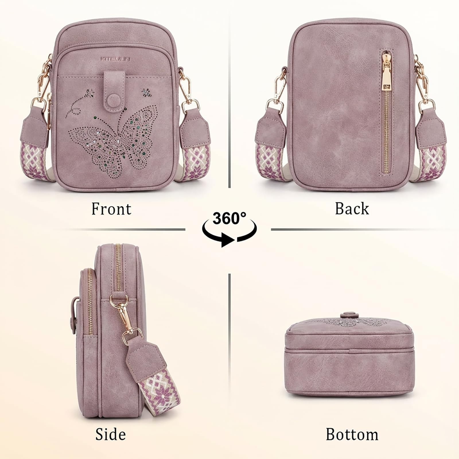 Stylish Leather Crossbody Bag for Women - Small Shoulder Purse with RFID Slots &6