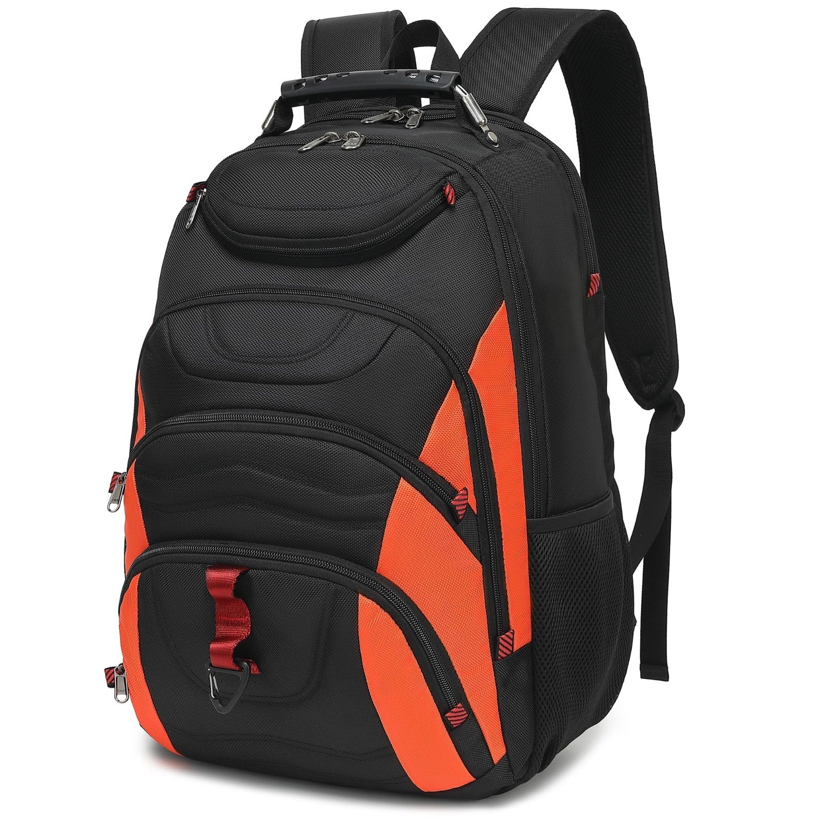 17.3" Waterproof Laptop Backpack with USB Port, Anti Theft Travel Bag, Black/Ora1