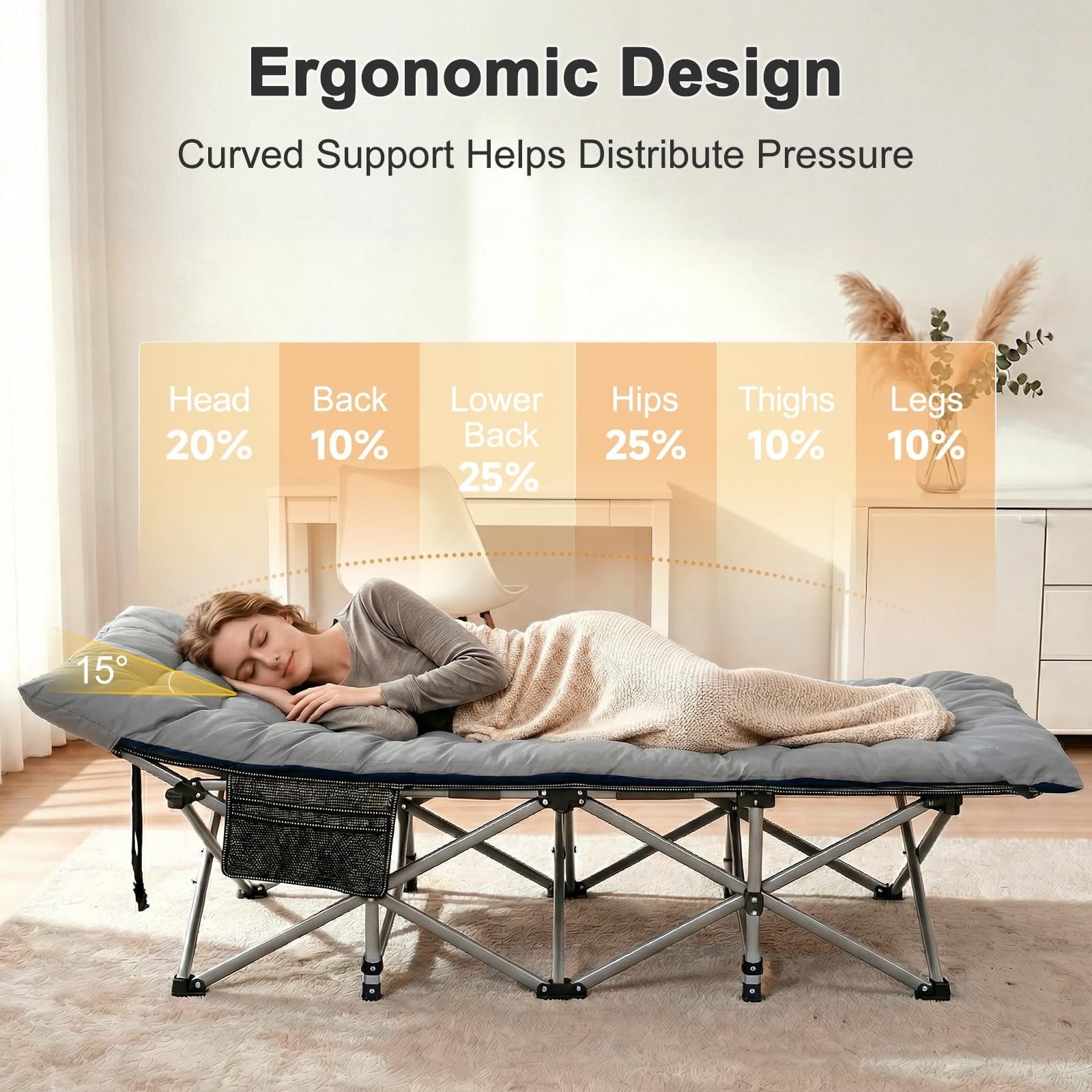 Folding Camping Cot for Adults   28" Wide Heavy Duty Bed, 800 lbs Capacity, 2 Pa4