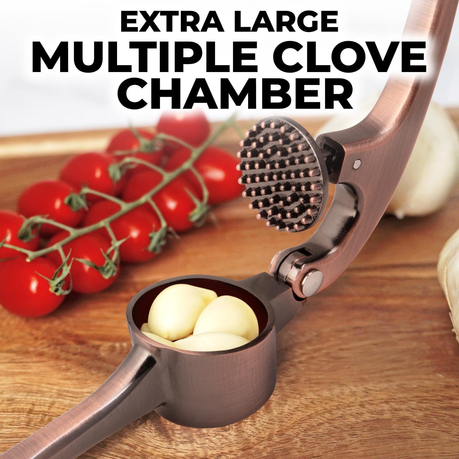 Large Garlic Press Set   Premium Rust Proof Mincer Tool with Easy Squeeze Peeler6