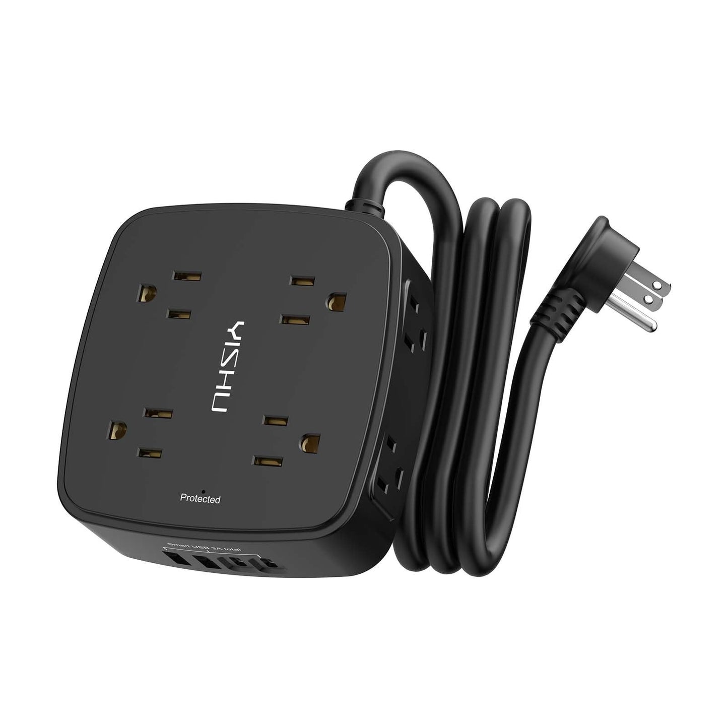 8 Outlet Surge Protector Power Strip with 4 USB Ports, 5ft Extension Cord, Flat1