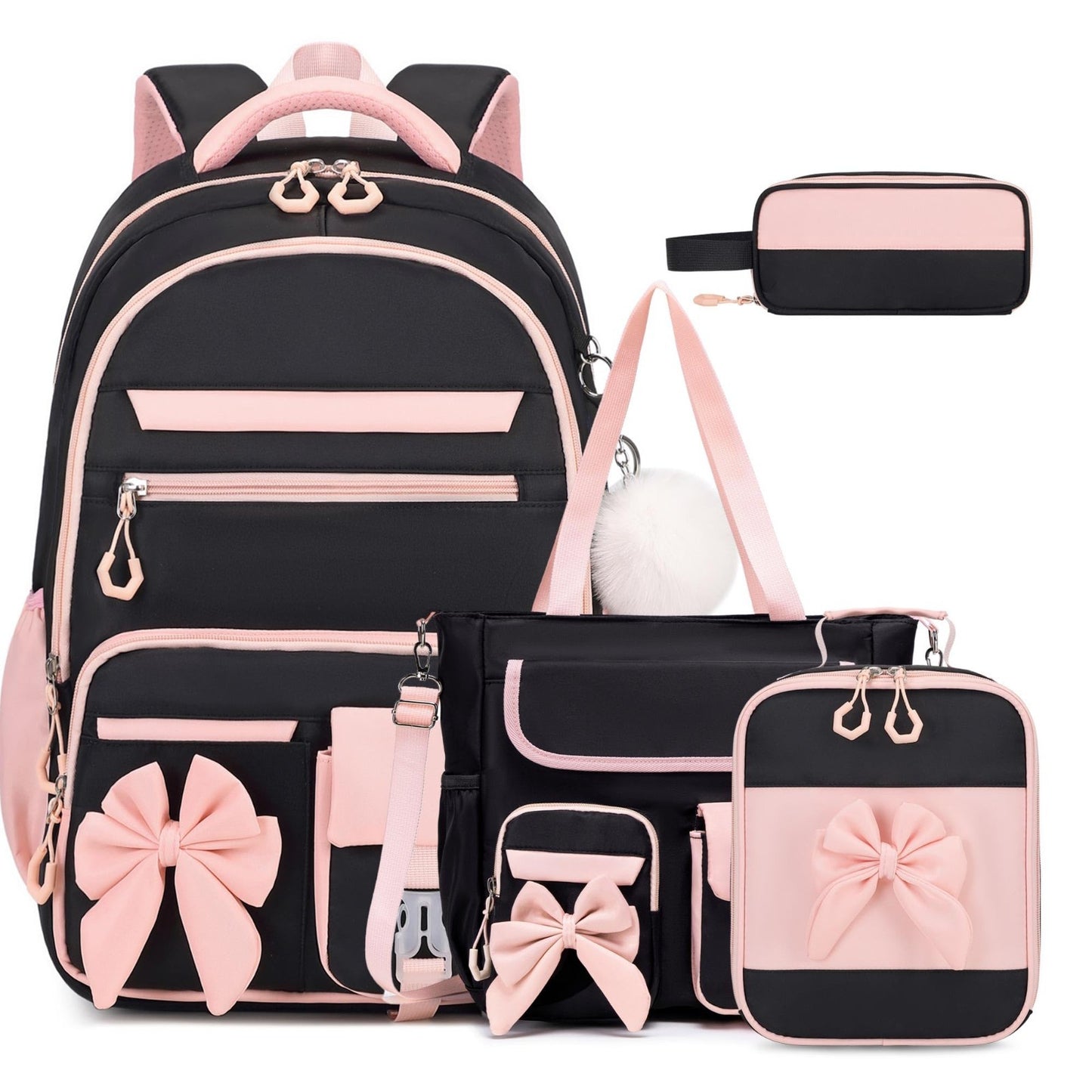 4PCS Girls Backpack Set   Stylish School Bag, Tote, Lunch Bag & Pencil Case1