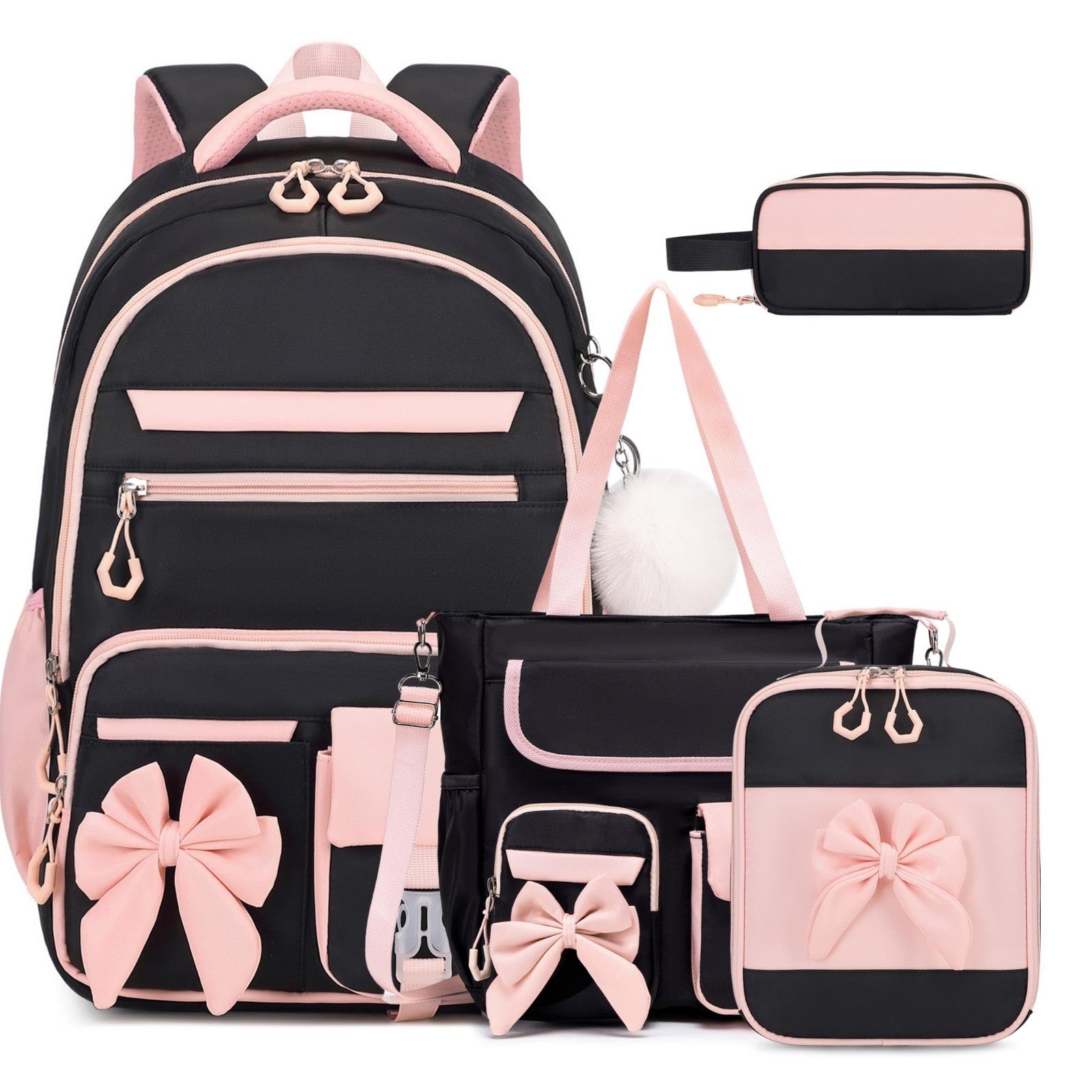 4PCS Girls Backpack Set   Stylish School Bag, Tote, Lunch Bag & Pencil Case1