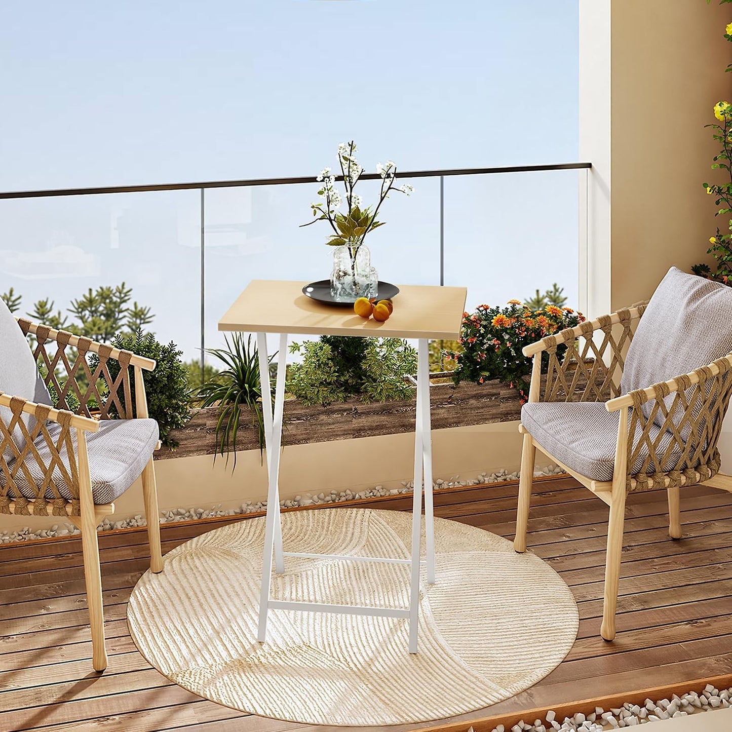 Folding TV Tray Tables Set of 2 - Industrial Snack Tables for Small Spaces, Easy5