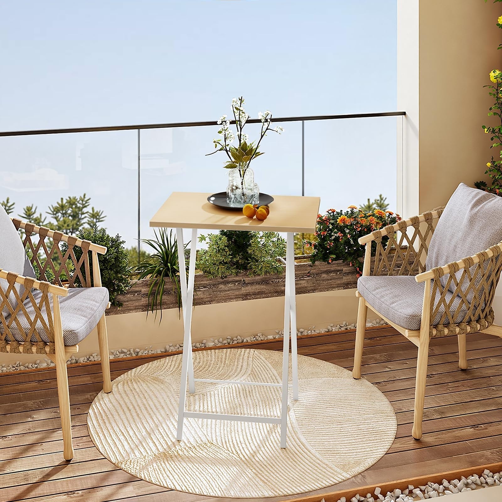Folding TV Tray Tables Set of 2 - Industrial Snack Tables for Small Spaces, Easy5