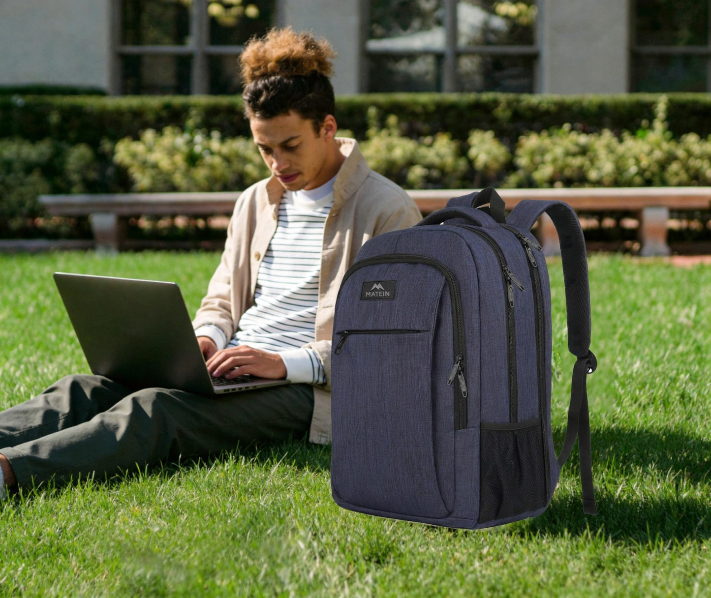 Heavy Duty Blue Backpack for 17" Laptop, Durable Computer Bookbag, Travel Bag2
