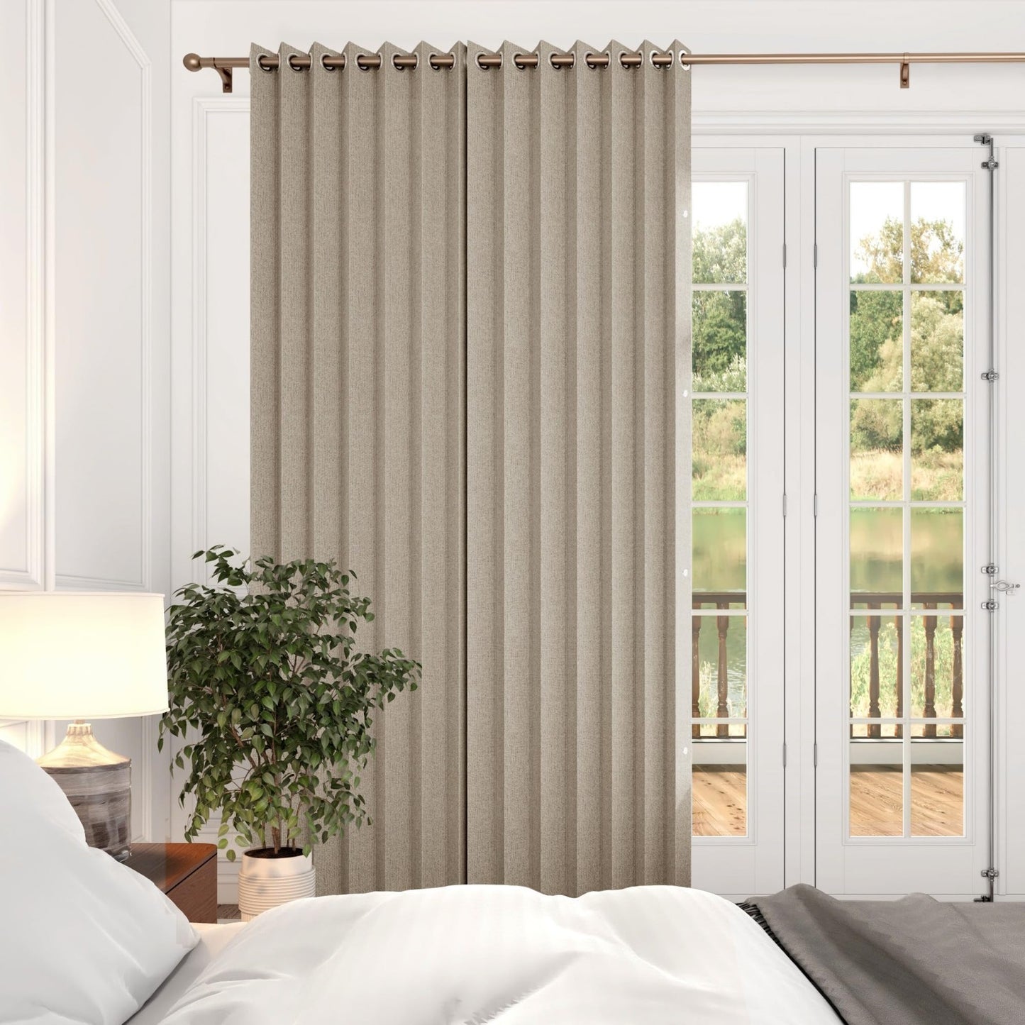 100% Blackout Pleated Curtains with Magnetic Closure for Patio Door, Heat Blocki1