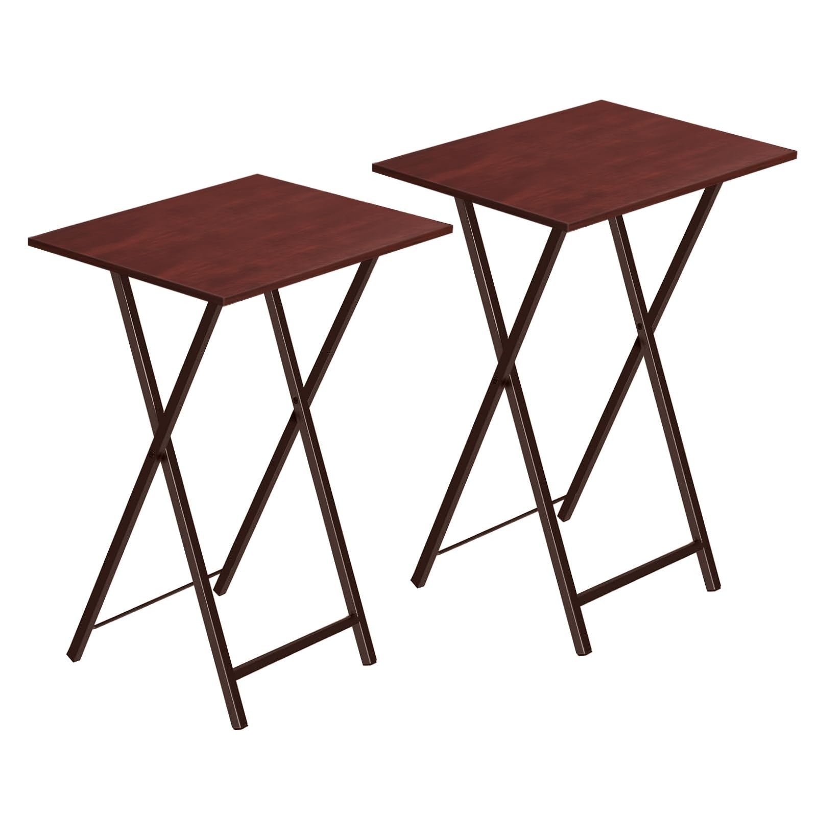 Set of 2 Folding Snack Tables for Small Spaces - Industrial Style, Easy Assembly10