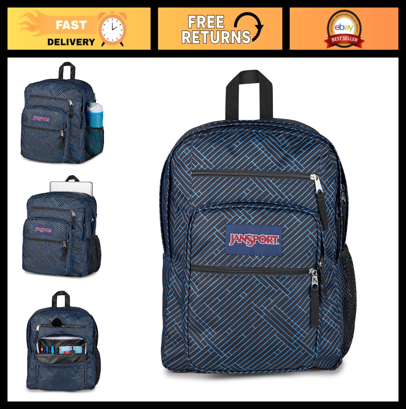 Laptop Backpack for 15" Computer   Ergonomic Straps, 2 Compartments, Haul Handle0