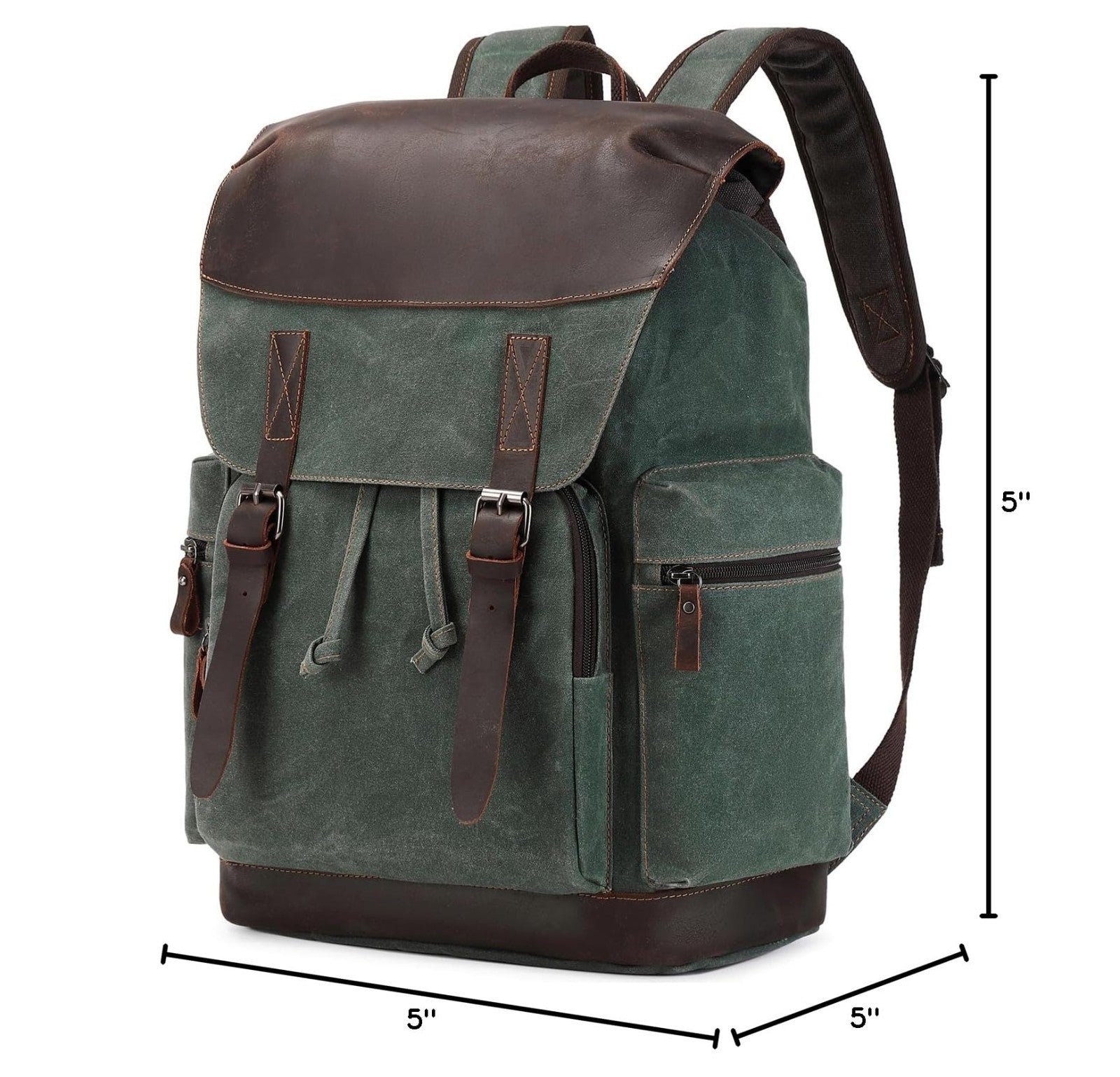 Vintage Waxed Canvas Leather Backpack for Men, 17.3" Laptop Rucksack, Travel Bag2