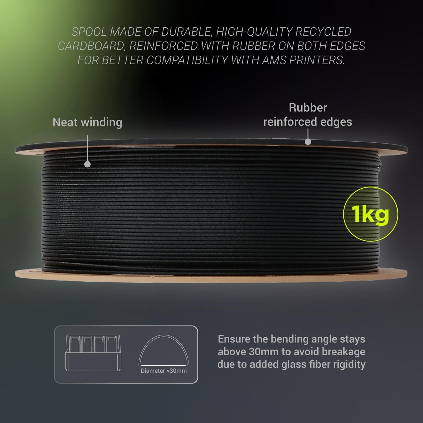 High Strength 1.75mm PET-GF15 Filament 1KG - Glass Fiber Reinforced, Rigid, Dura8