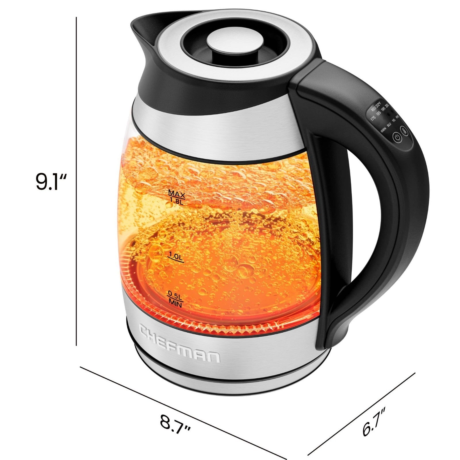 Electric Kettle with Temperature Control, 5 Presets, Glass & Stainless Steel, 1.2