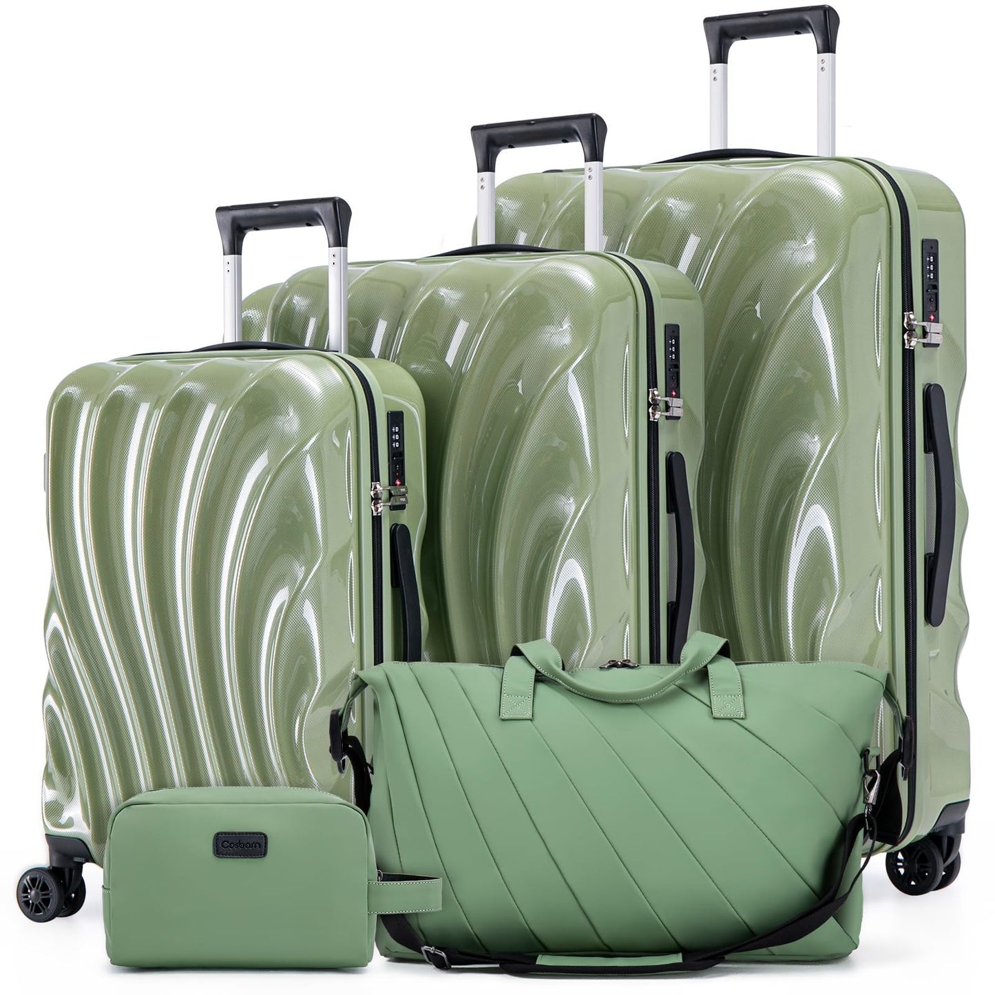 5-Piece Hardshell Luggage Set with Wheels, TSA Lock, Phone Holder, Durable Trave1