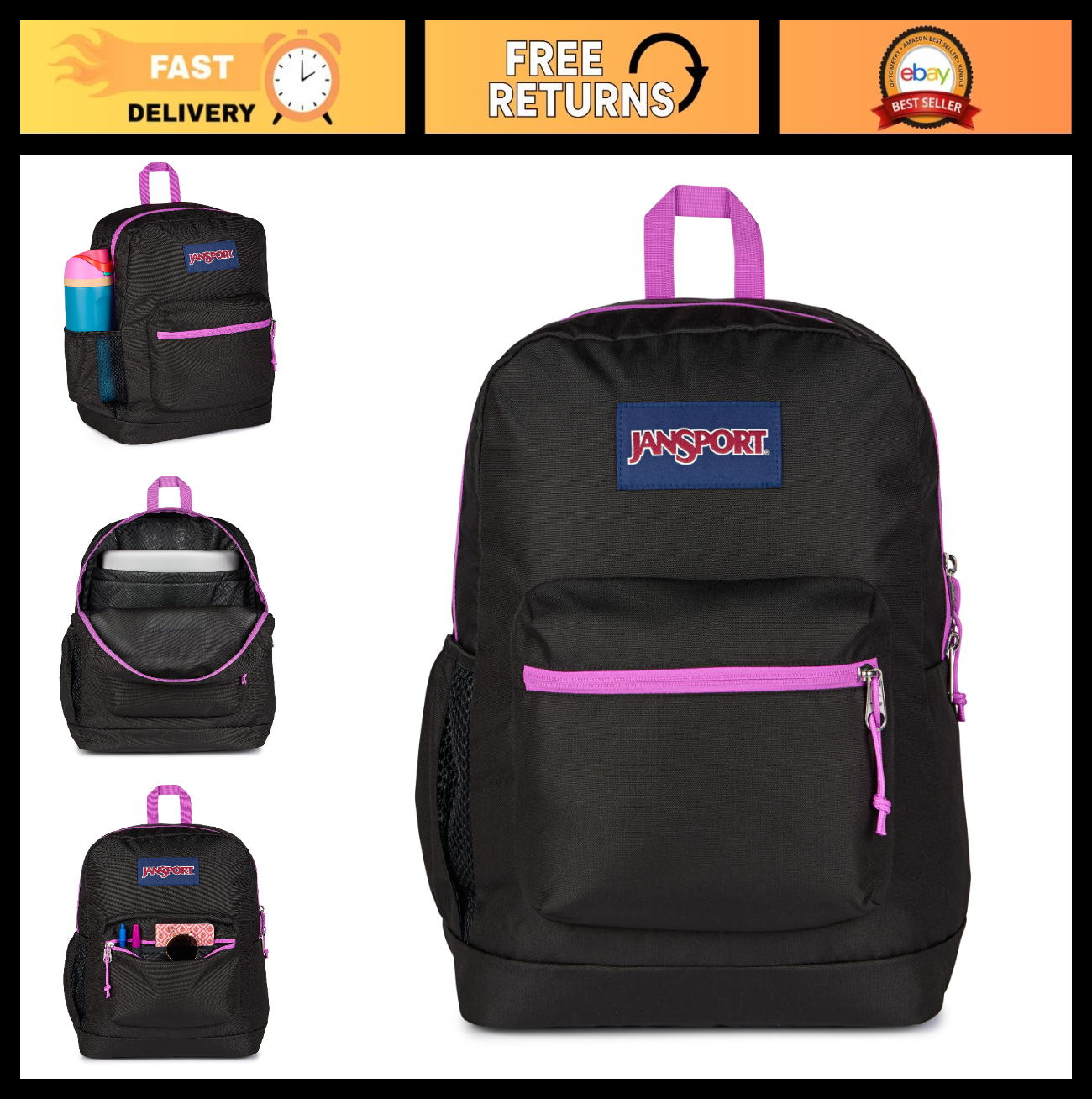 26L Cross Town Plus Backpack   Stylish Pop Art Pansies, Durable, Lightweight, Sc0