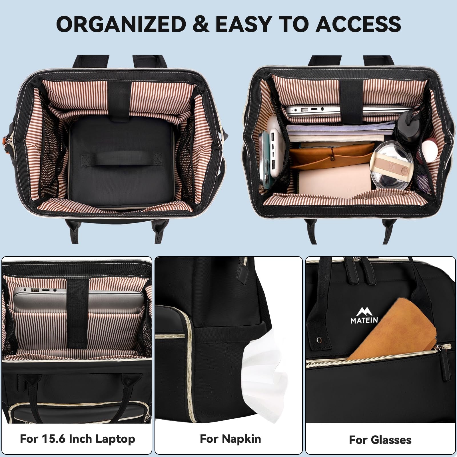 Stylish 15.6" Laptop Backpack with Insulated Lunch Box - Perfect for Work, Trave4