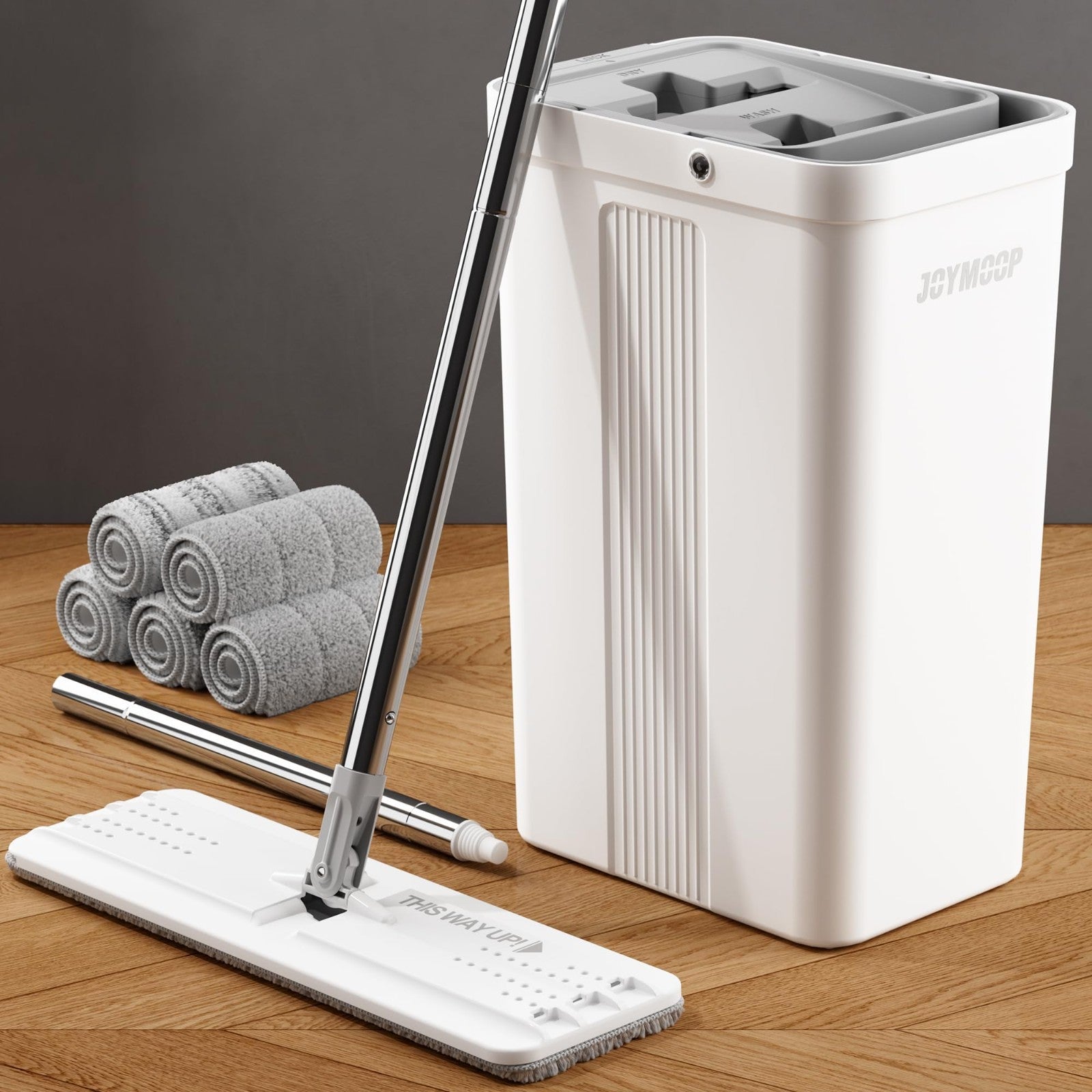 Flat Mop System with Microfiber Pads & Bucket Set - Wet Dry Mop for Home & Comme2