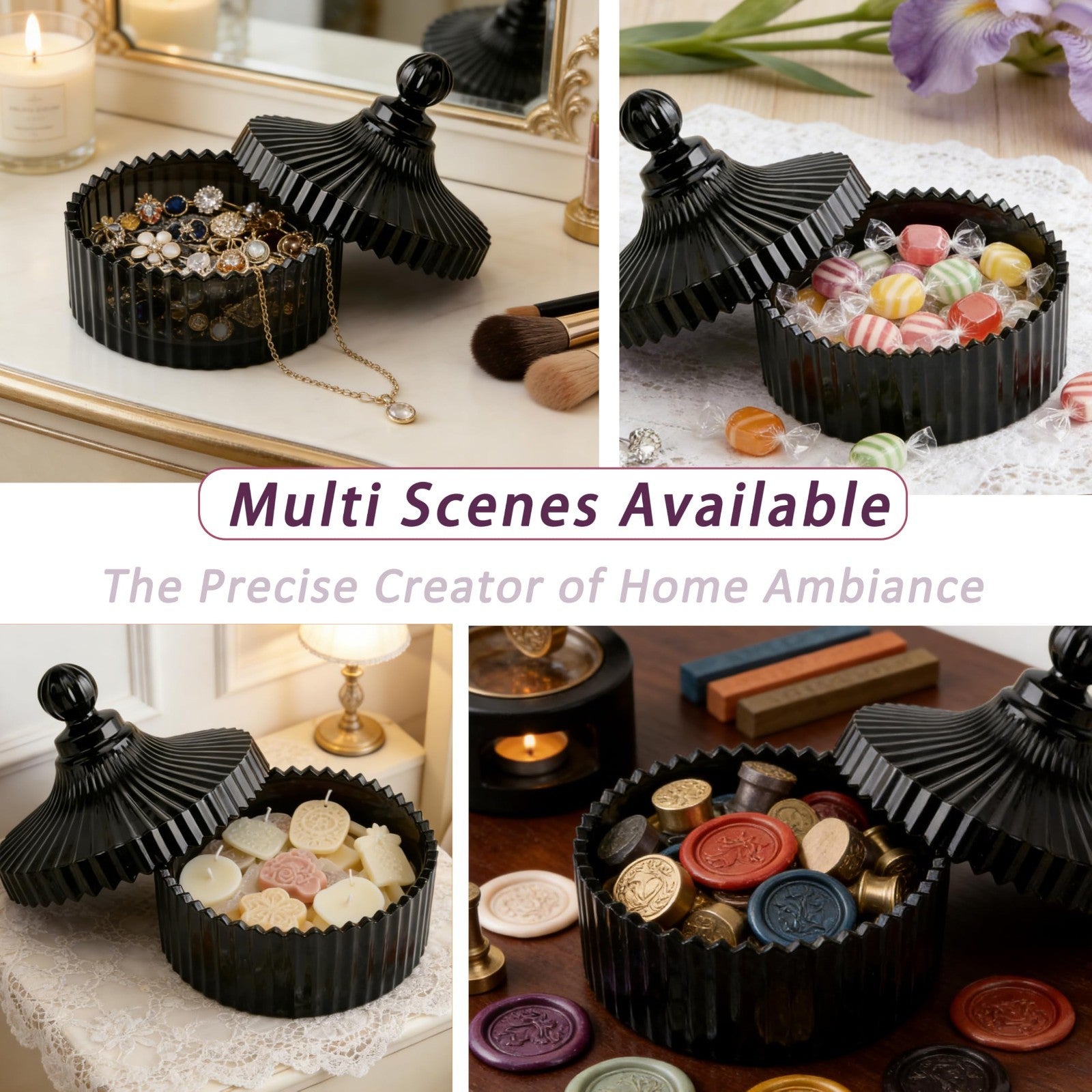 Large Glass Dusting Powder Jar Set 3Pcs with Soft Puffs - Reusable Makeup Gift5
