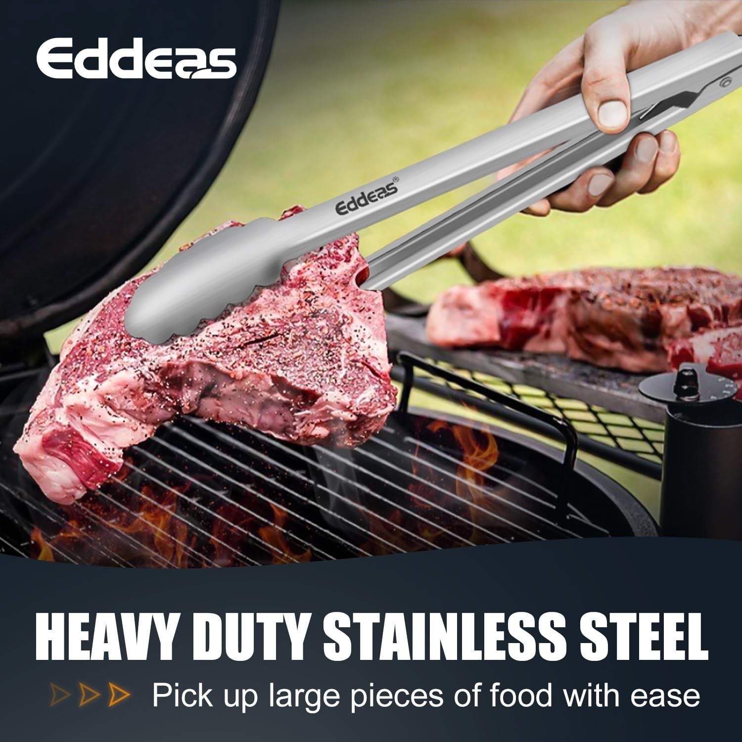 Heat Resistant Stainless Steel Cooking Tongs Set   3PCS, 9" & 12"   Non Slip, BB7