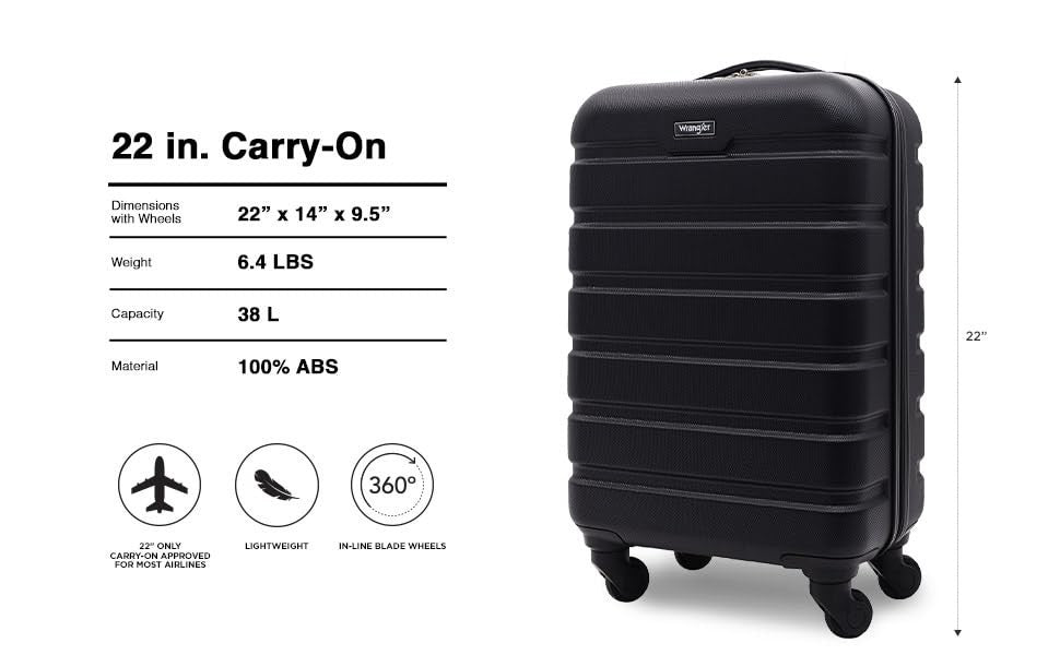 20" Hardside Spinner Carry-On Luggage - Lightweight, Durable, Travel Bag, Black2