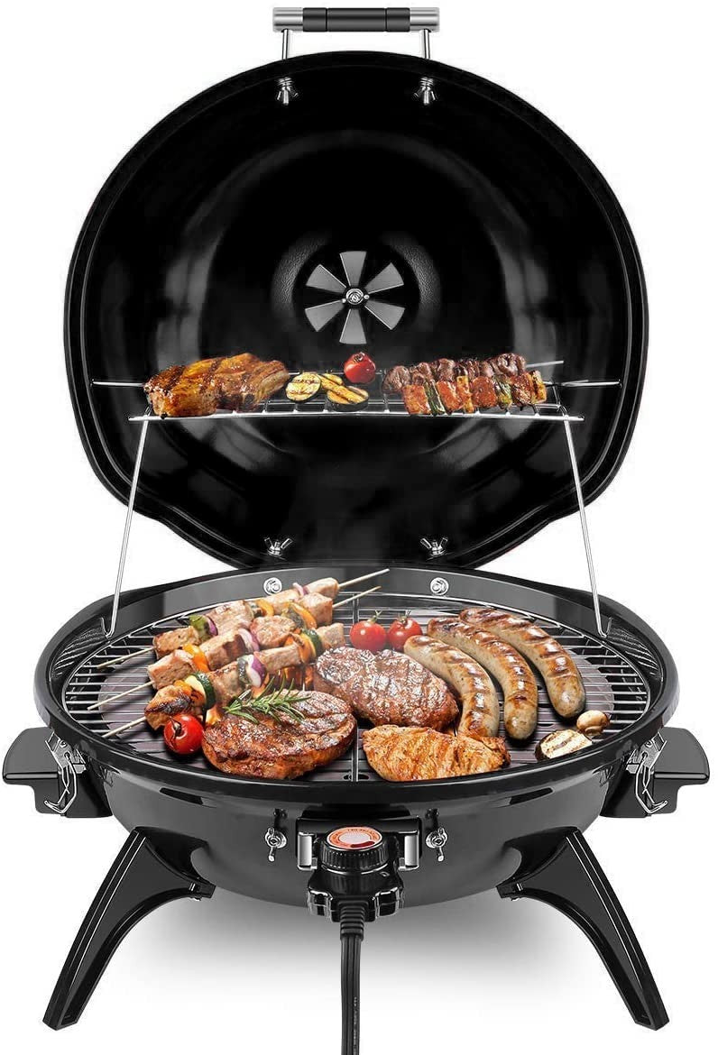 Portable Electric BBQ Grill 1600W for Outdoor Parties, Double Layer Design, 15-S0