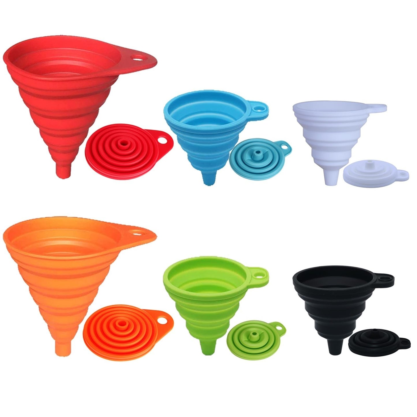 Collapsible Silicone Funnel Set   6 Pack, Small & Large Kitchen Gadgets for Liqu1