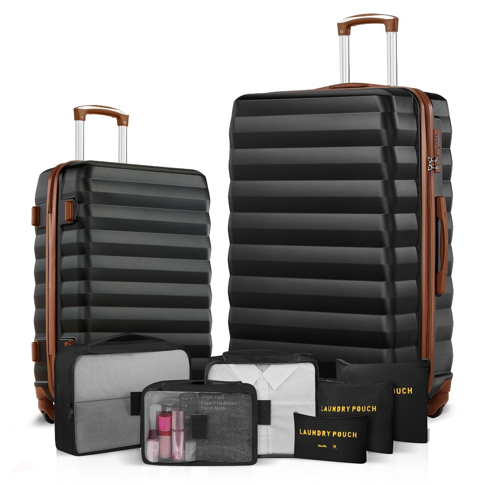 2 Piece Luggage Set - 20" & 28" Hardshell Suitcases with Spinner Wheels & Travel0