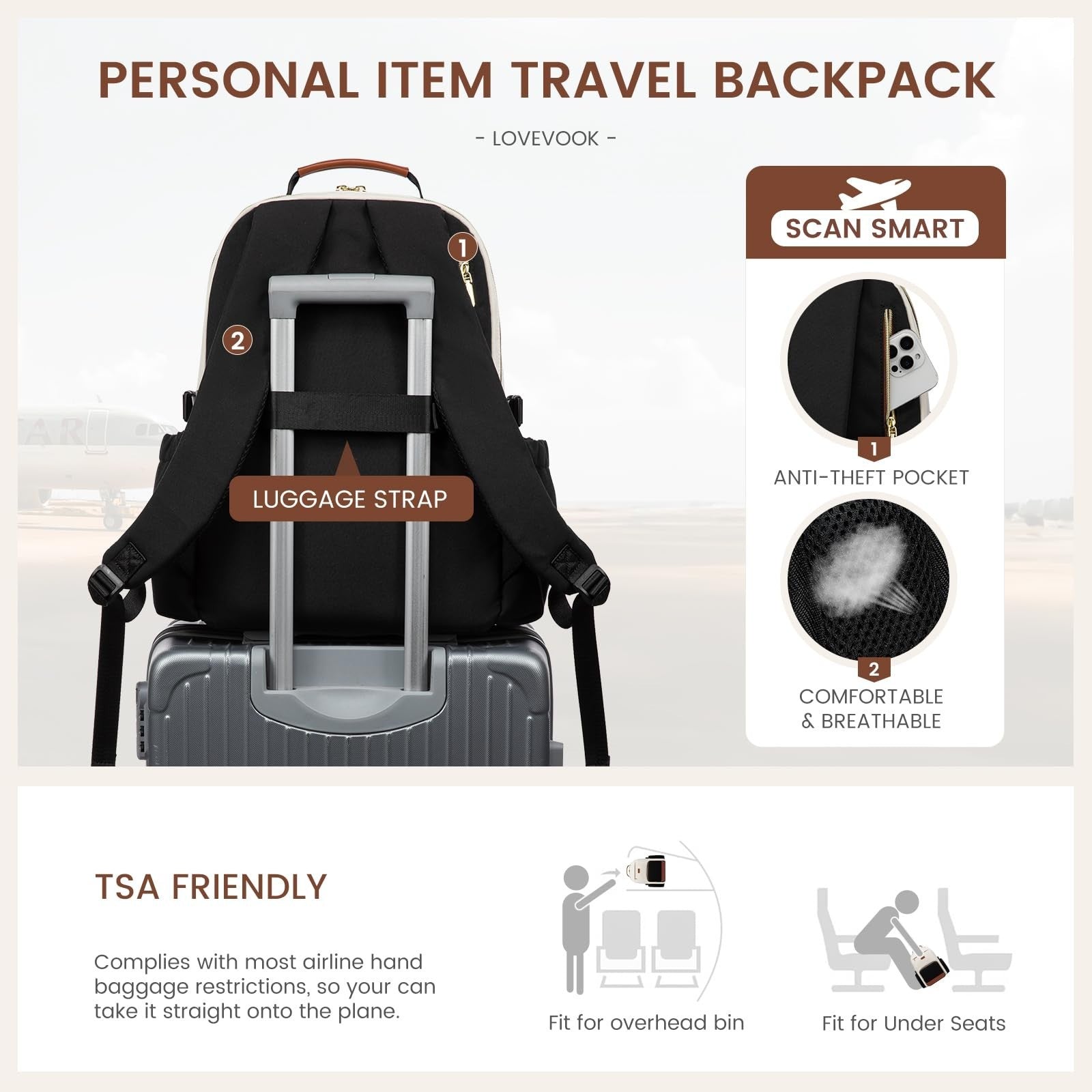 Stylish Waterproof Laptop Backpack for Women, 15.6" Computer Bag, Large Capacity5