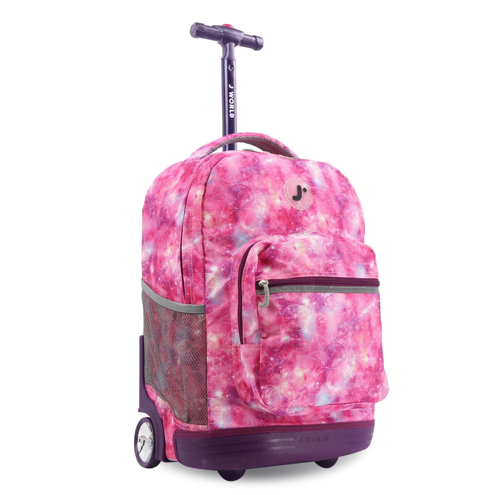Kids Rolling Backpack with Wheels, 18" School Bookbag for Girls & Boys, Purple G1