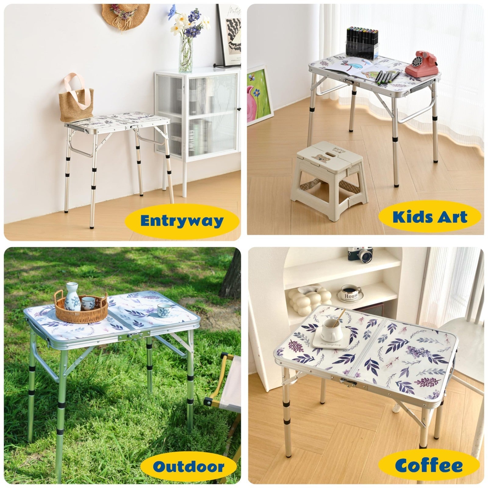 Portable Folding Camping Table - 2ft Adjustable Height Picnic Table, Lightweight5
