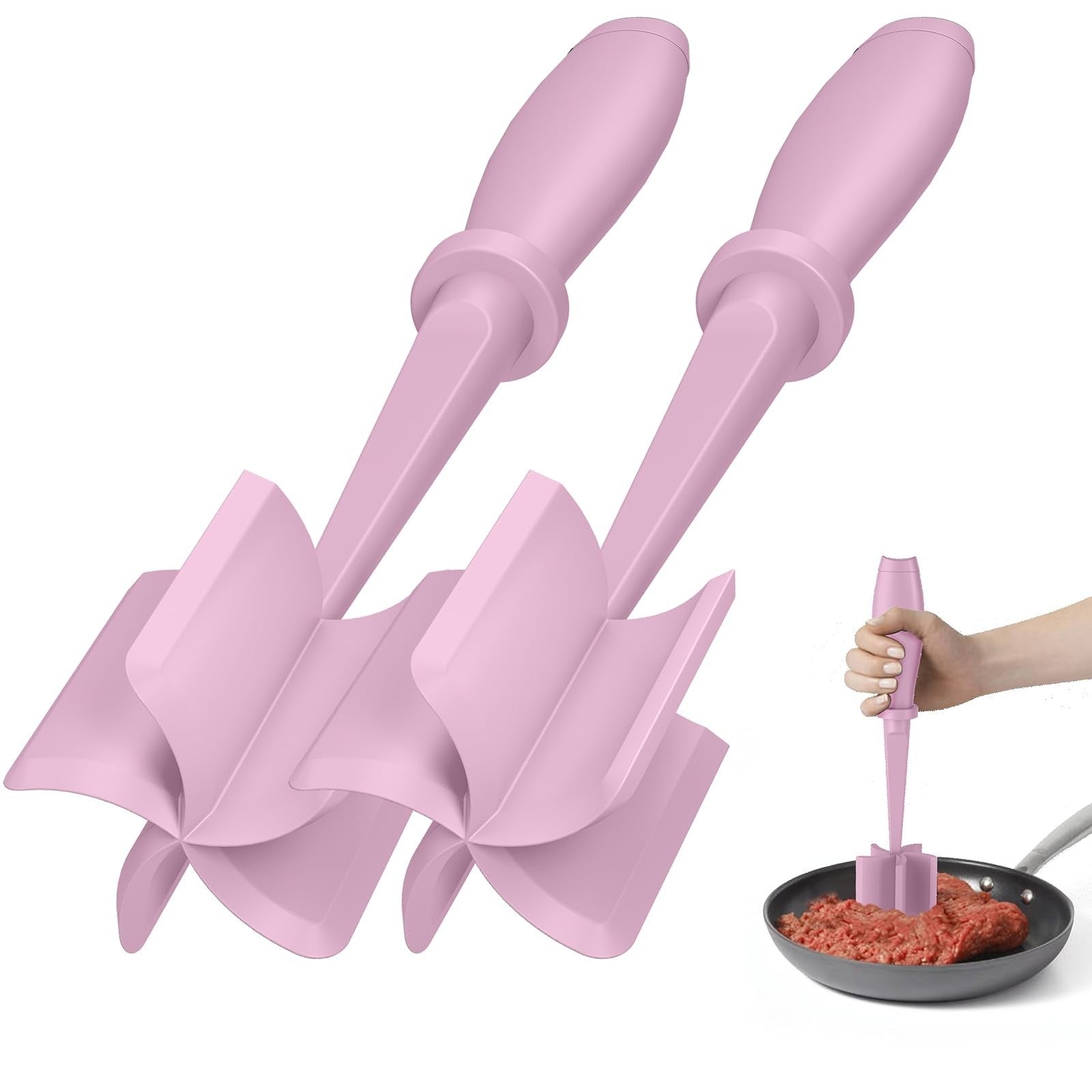 2 Pack Meat Chopper & Hamburger Smasher   Heat Resistant, Non Stick, Dishwasher1