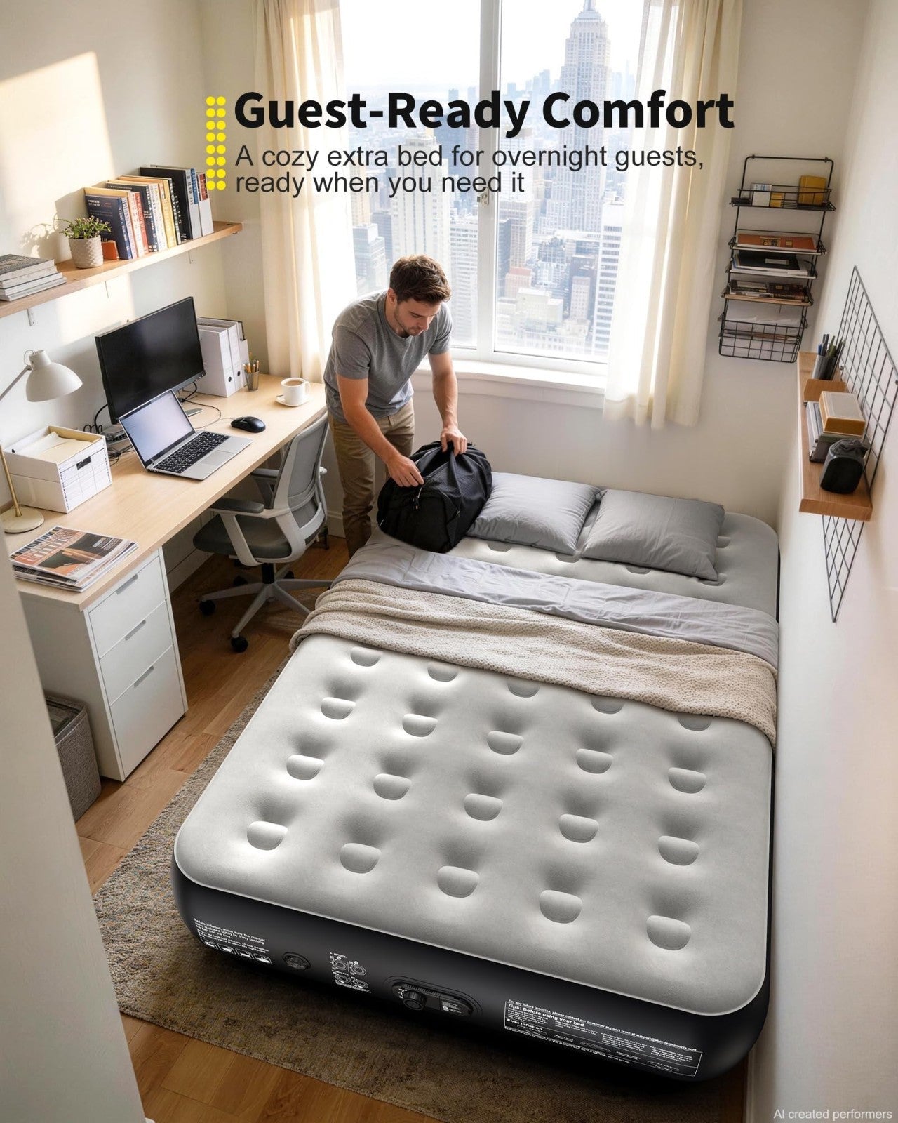 13" Raised Air Mattress with Built in Pump, Inflatable Bed for Home & Camping, 67
